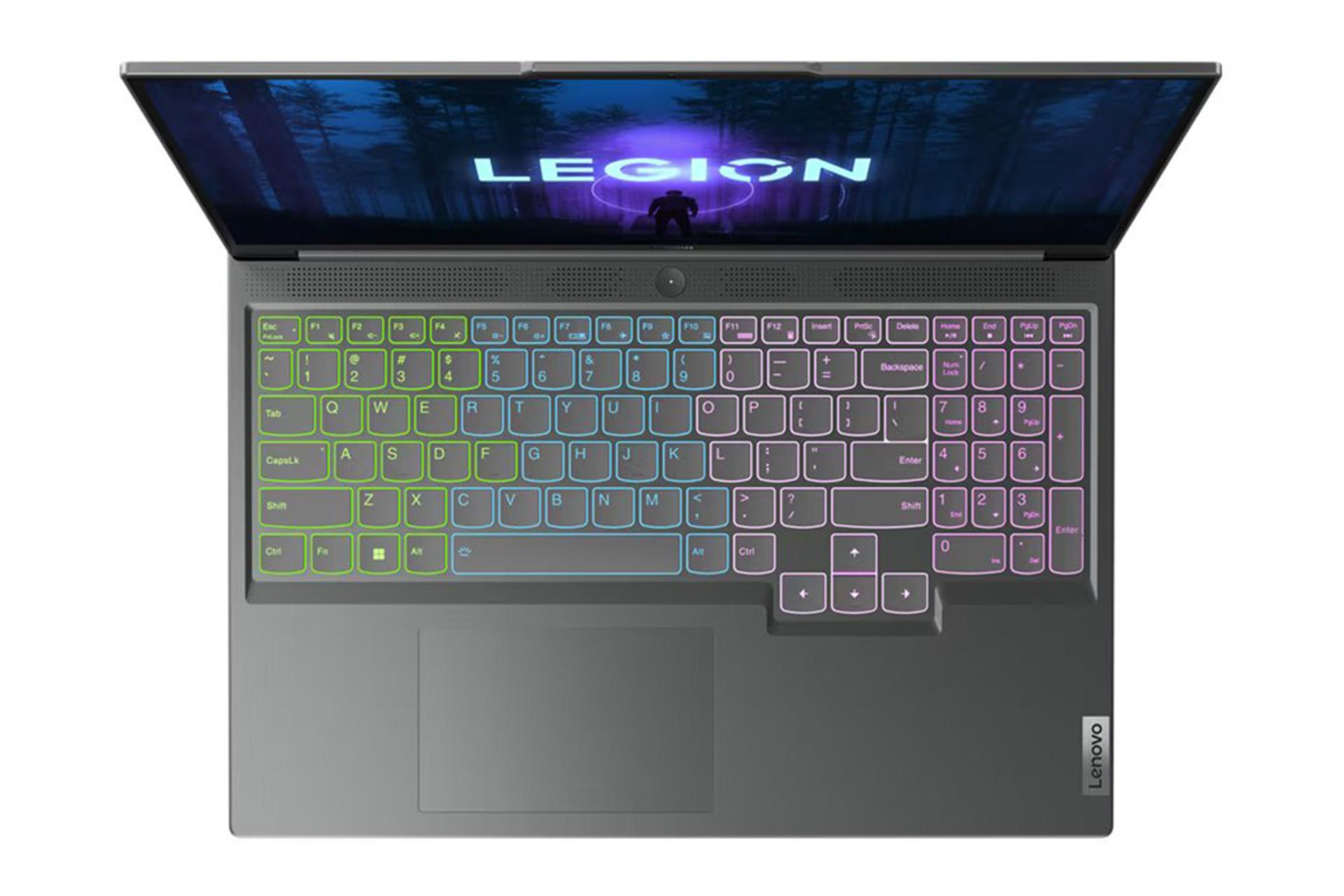 لپ تاپ لنوو Lenovo Legion Slim 5 16IRH8 نمای بالا و کیبورد