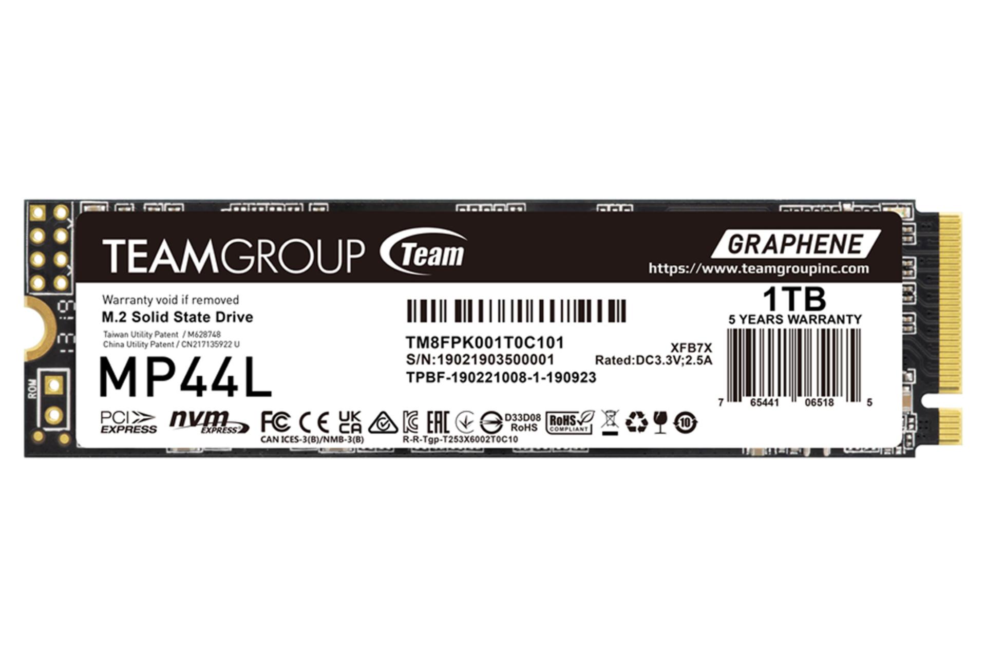 اس اس دی تیم گروپ MP44L NVMe M.2 ظرفیت 1 ترابایت