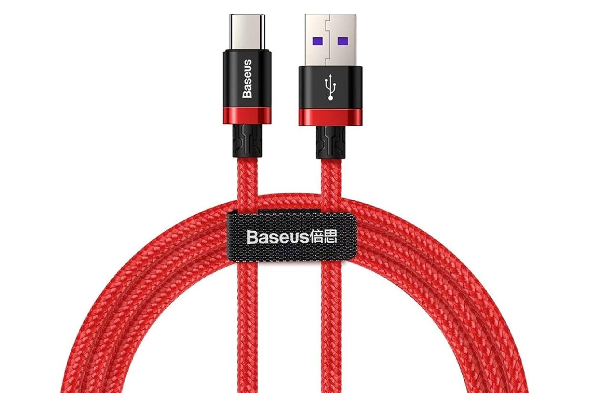 کابل شارژ USB باسئوس Type-A به Type-C مدل Purple Gold Red HW flash با طول 1 متر