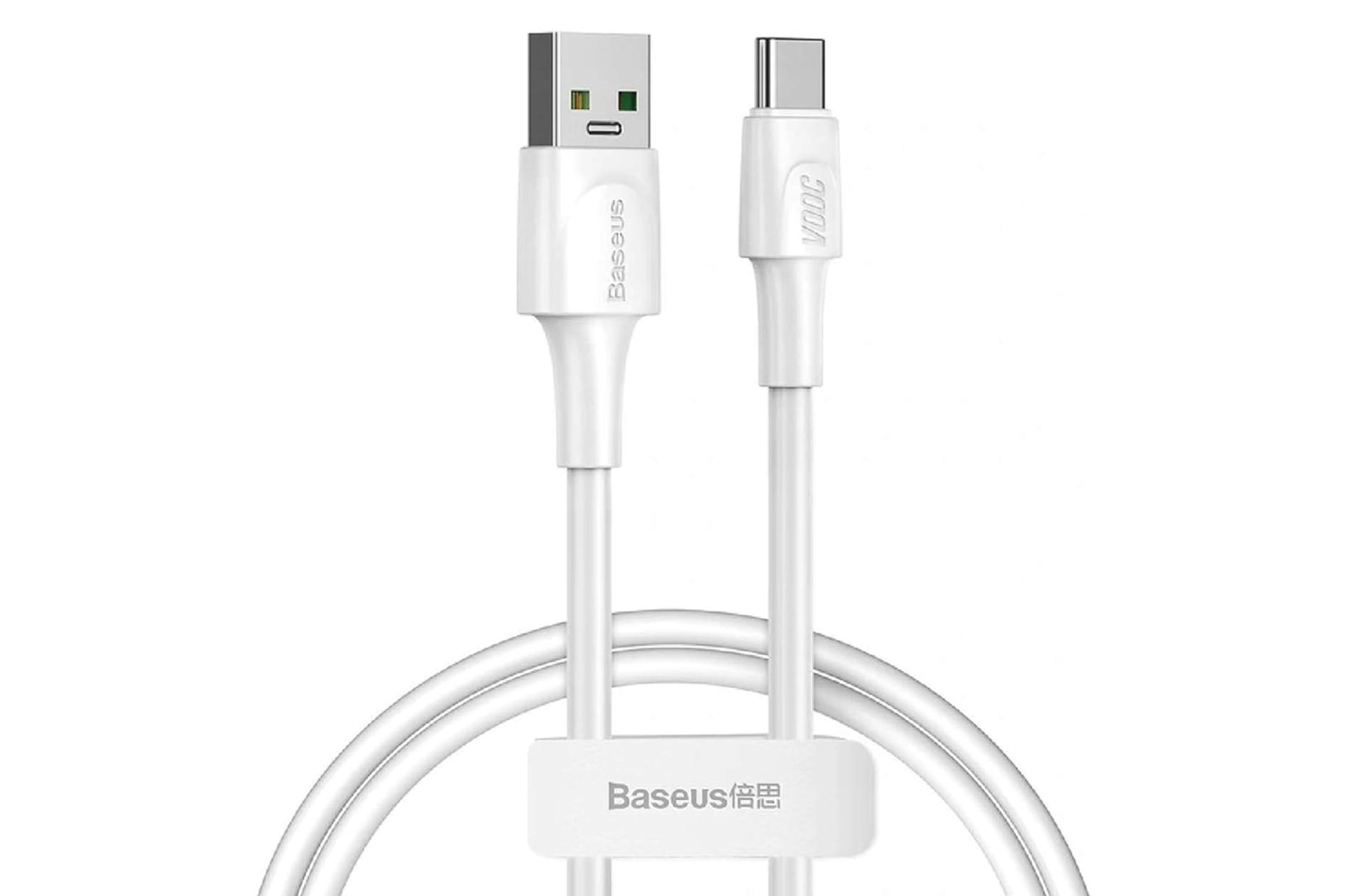 کابل شارژ USB باسئوس Type-A به Type-C مدل Series VOOC Flash با طول 1 متر رنگ سفید