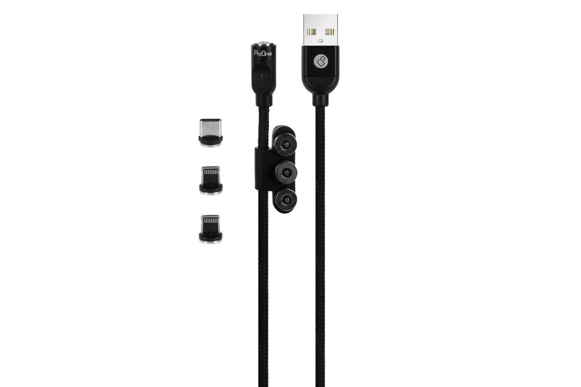 کابل شارژ USB پرو وان Type-A به Type-C+Lightning مدل PCC260 با طول 1 متر