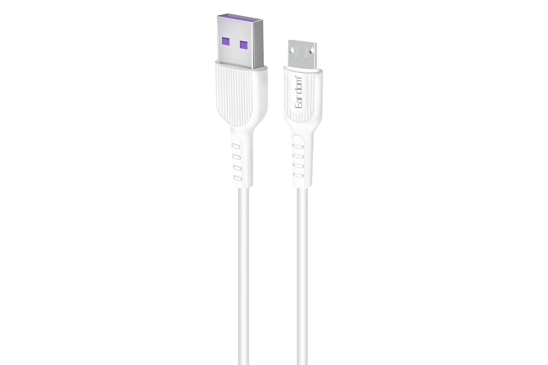 کابل شارژ USB ارلدام Type-A به Micro-USB مدل Power Bank Cable با طول 0.25 متر رنگ سفید