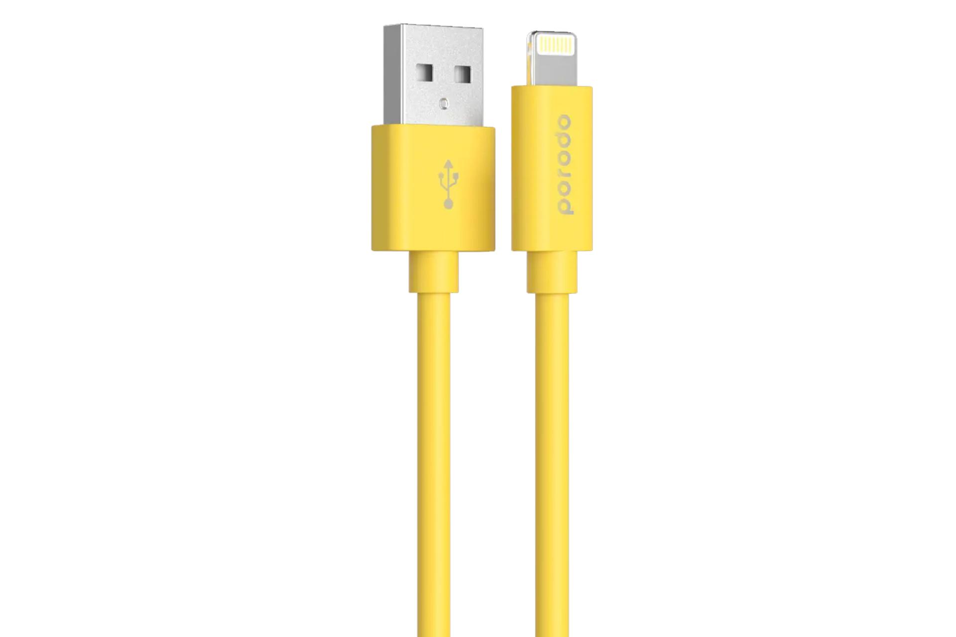 کابل شارژ USB پرودو Type-A به Lightning مدل PVC Cable با طول 1.2 متر زرد