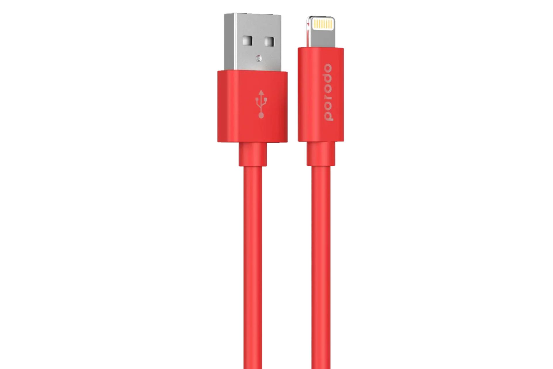 کابل شارژ USB پرودو Type-A به Lightning مدل PVC Cable با طول 1.2 متر قرمز