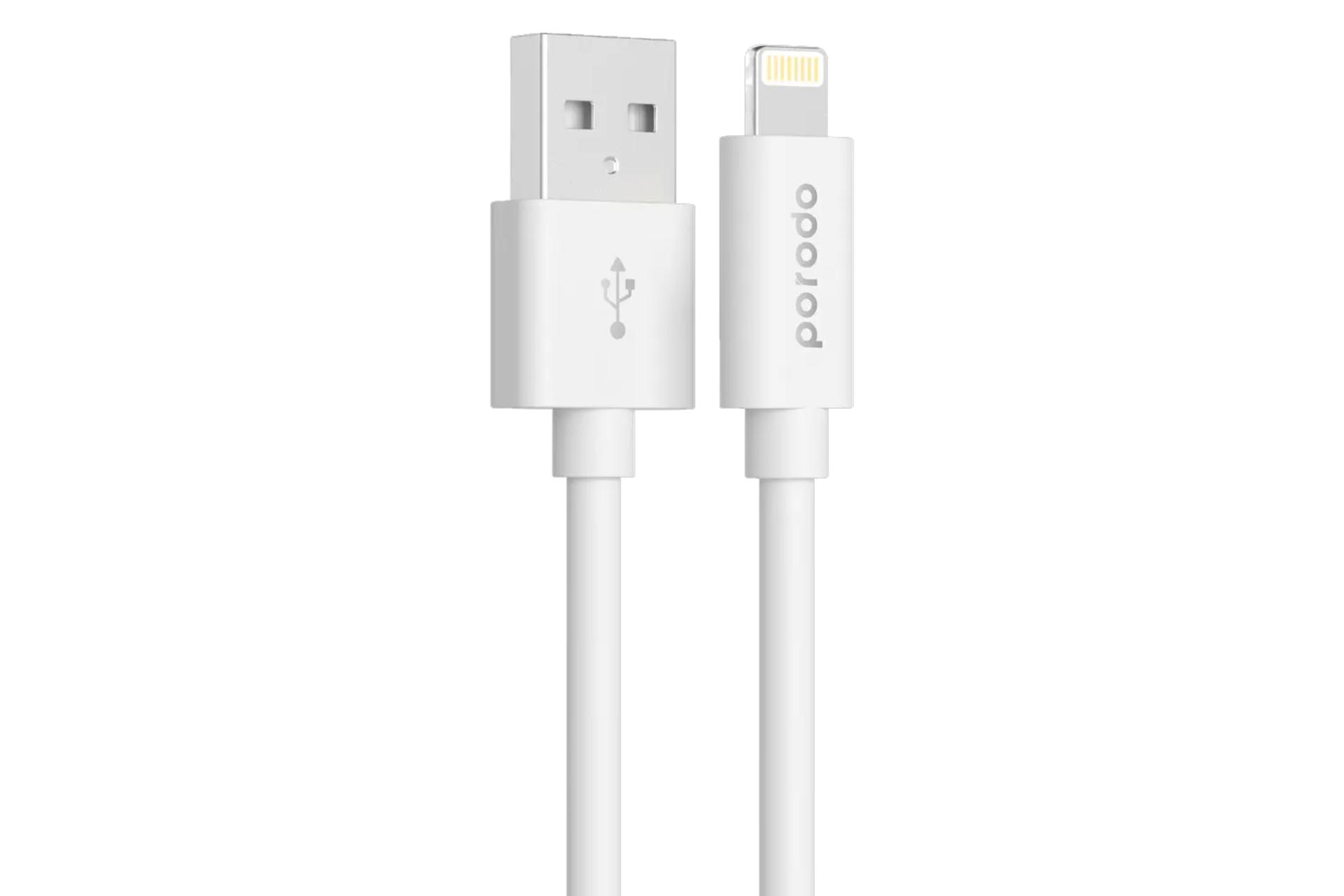 کابل شارژ USB پرودو Type-A به Lightning مدل PVC Cable با طول 1.2 متر سفید