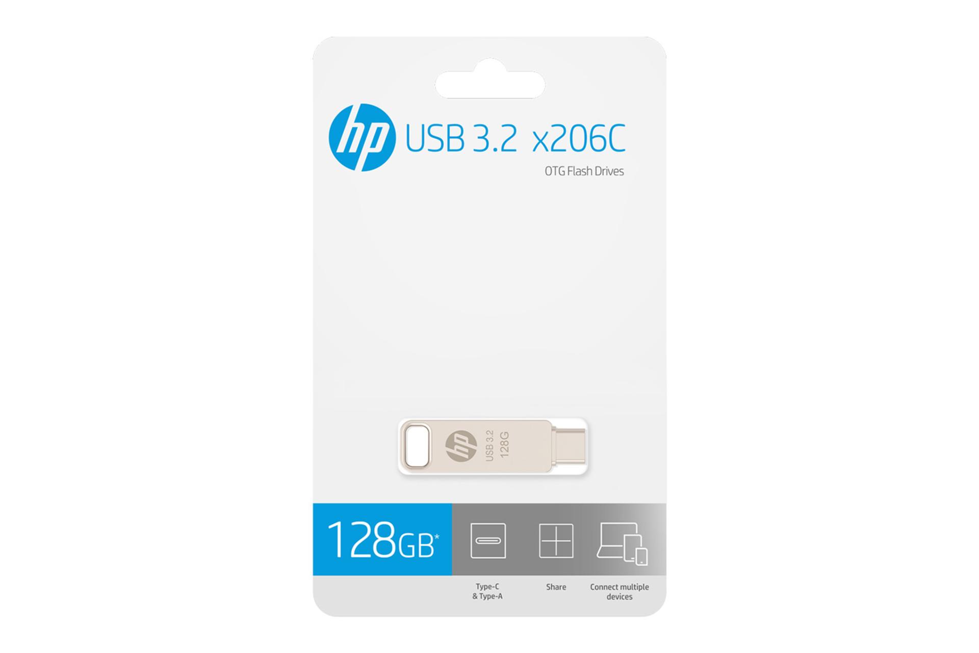 جعبه  فلش مموری اچ پی HP x206c 128GB USB 3.2
