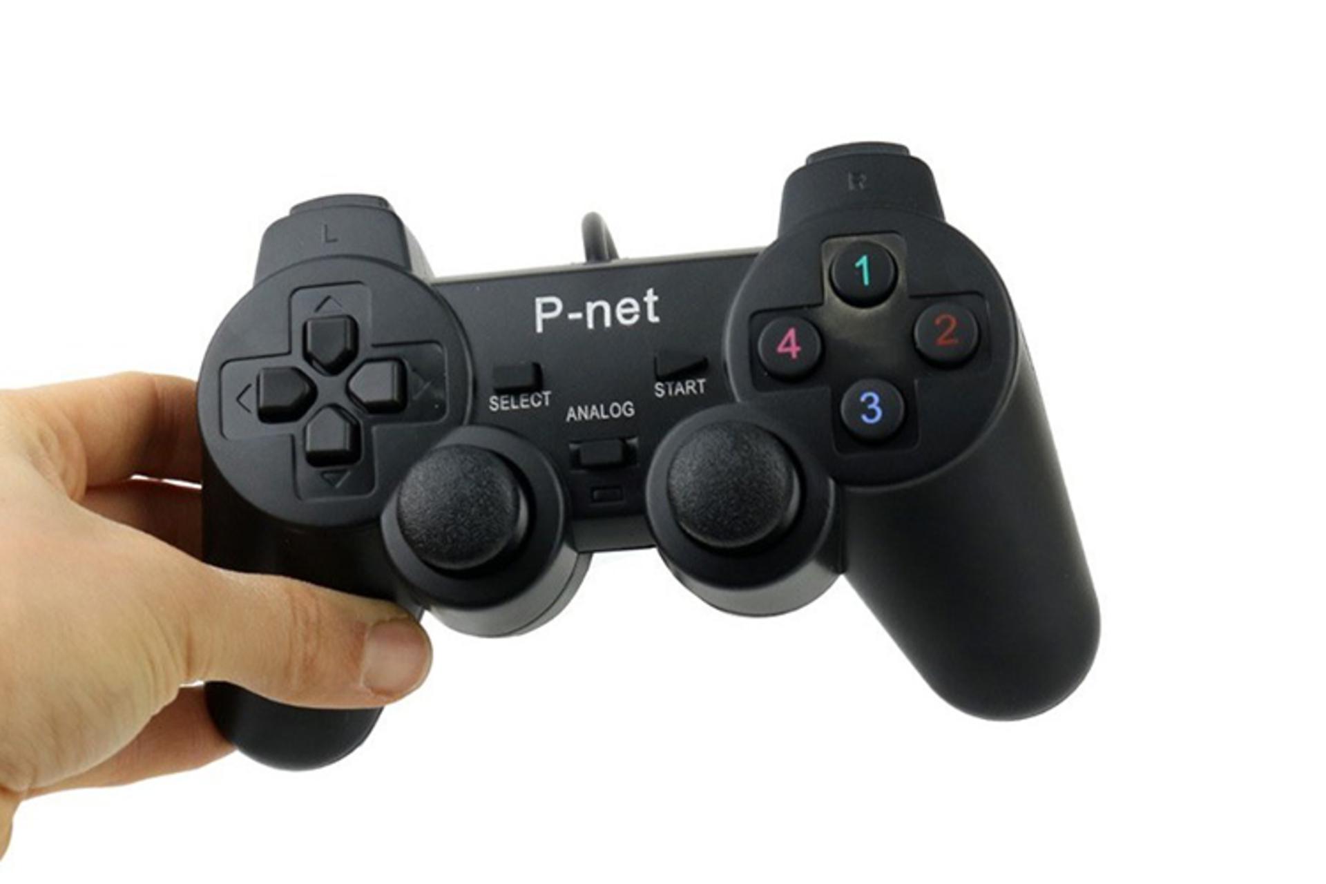 دسته بازی پی نت P-net X2 نمای بالا رنگ مشکی در دست