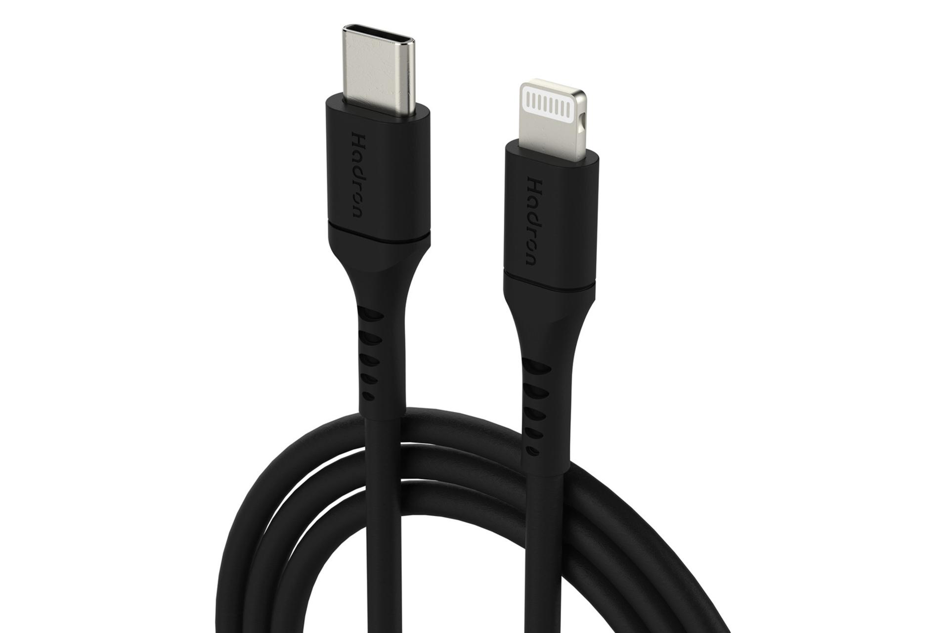 کابل شارژ USB هادرون Type-C به Lightning مدل HTC-C-L01 با طول 1 متر رنگ مشکی