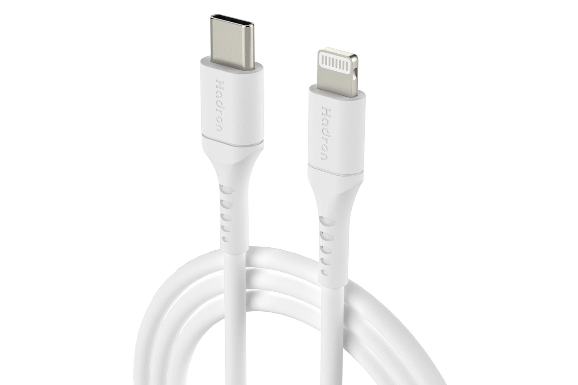 کابل شارژ USB هادرون Type-C به Lightning مدل HTC-C-L01 با طول 1 متر رنگ سفید