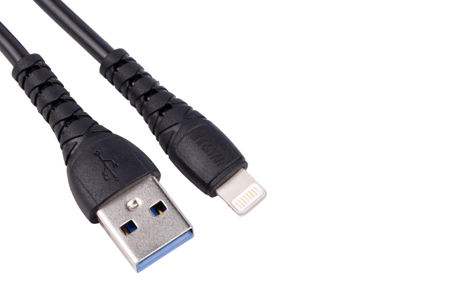کانکتور و اتصال کابل شارژ USB کینگ استار Type-A به Lightning مدل K101i با طول 1.1 متر