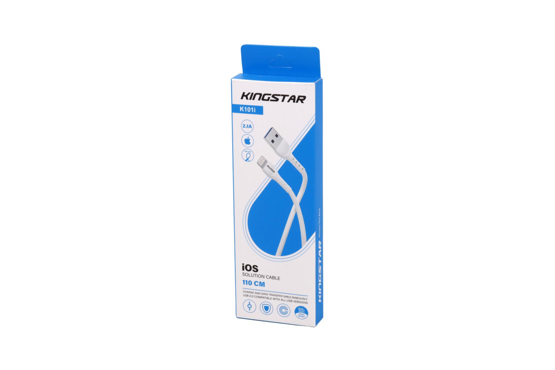جعبه کابل شارژ USB کینگ استار Type-A به Lightning مدل K101i با طول 1.1 متر