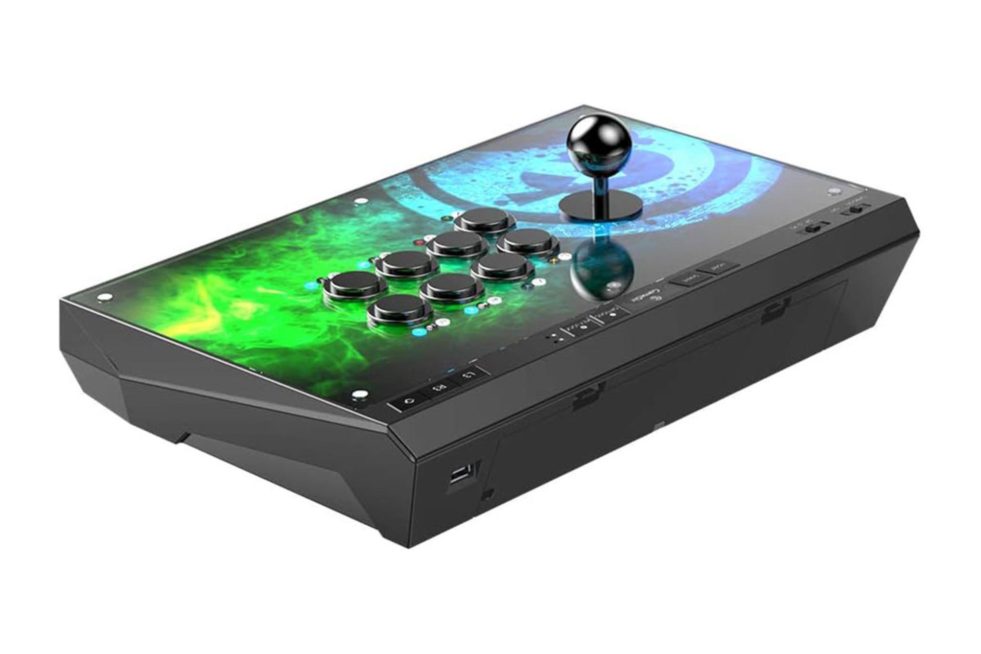 دسته بازی آرکید گیمسر GameSir C2 Arcade Fightstick نمای بالا و جلو و درگاه USB