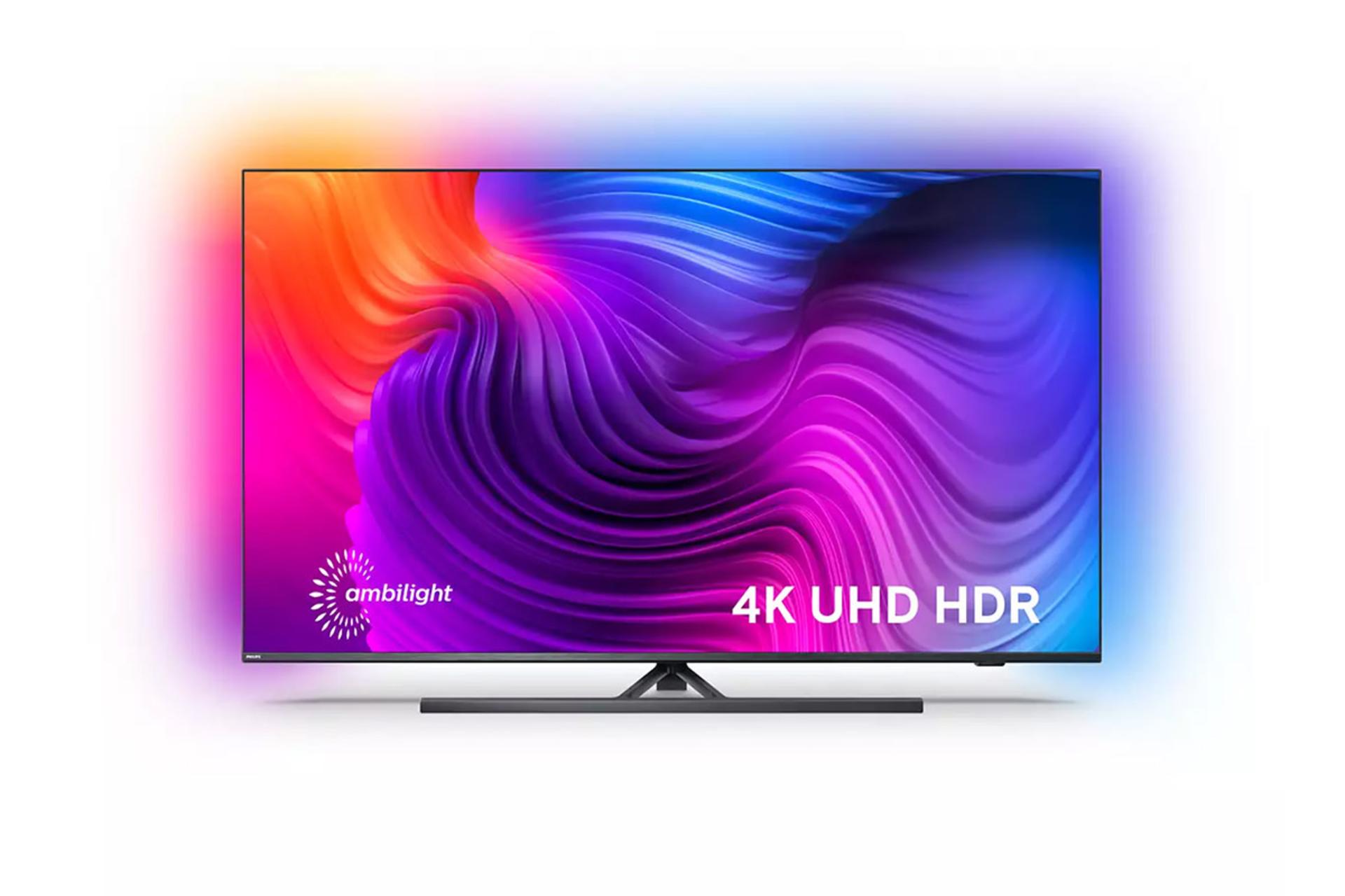 تلویزیون فیلیپس Philips PUS8556 نمای جلو حالت نورپردازی Ambilight