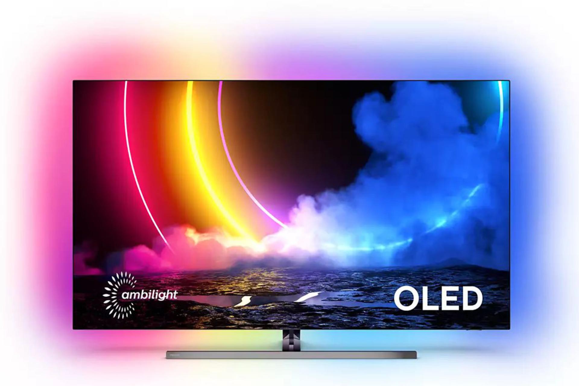 تلویزیون فیلیپس Philips OLED856 نمای جلو حالت نورپردازی Ambilight