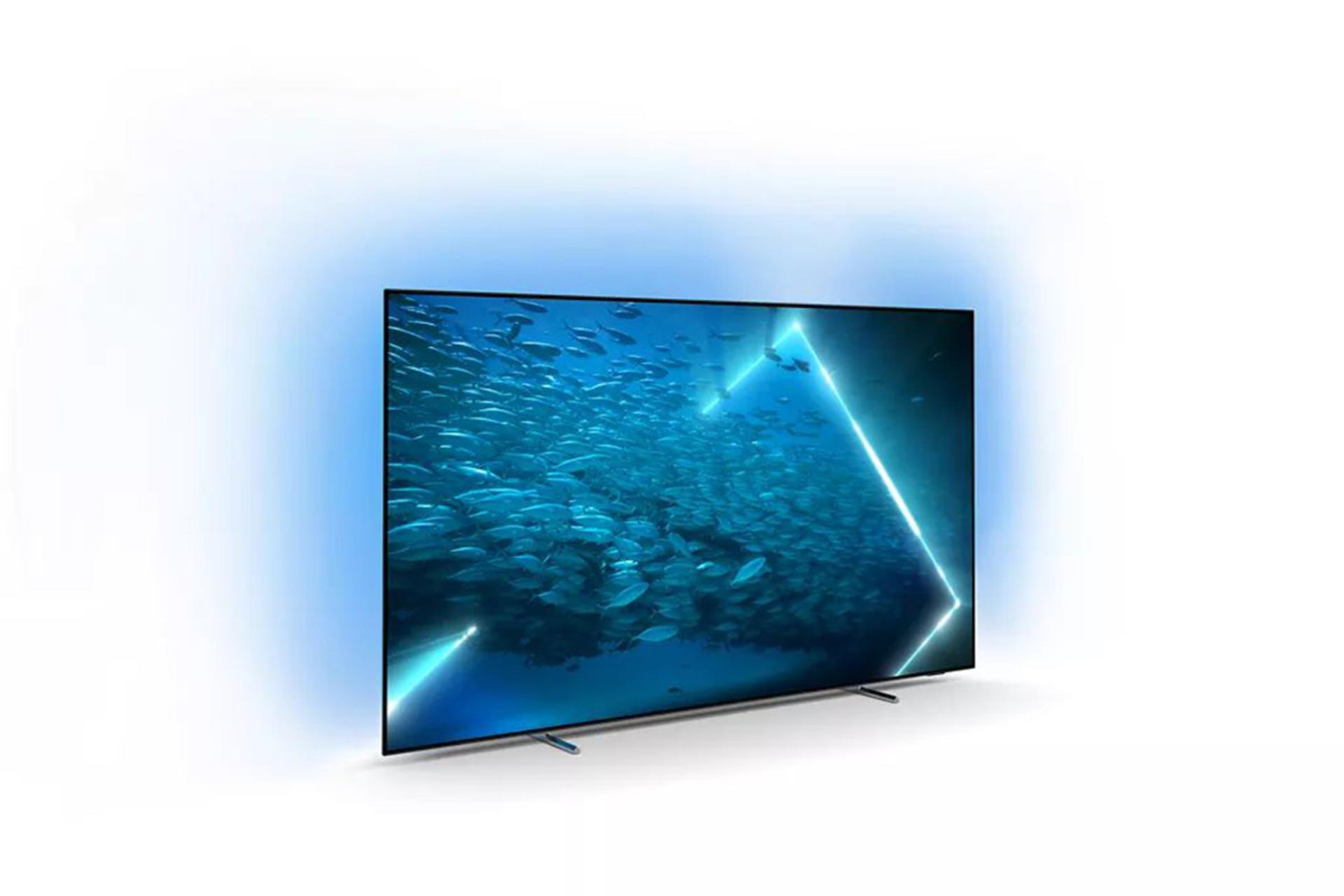 تلویزیون فیلیپس Philips OLED707 نمای جلو حالت نورپردازی Ambilight