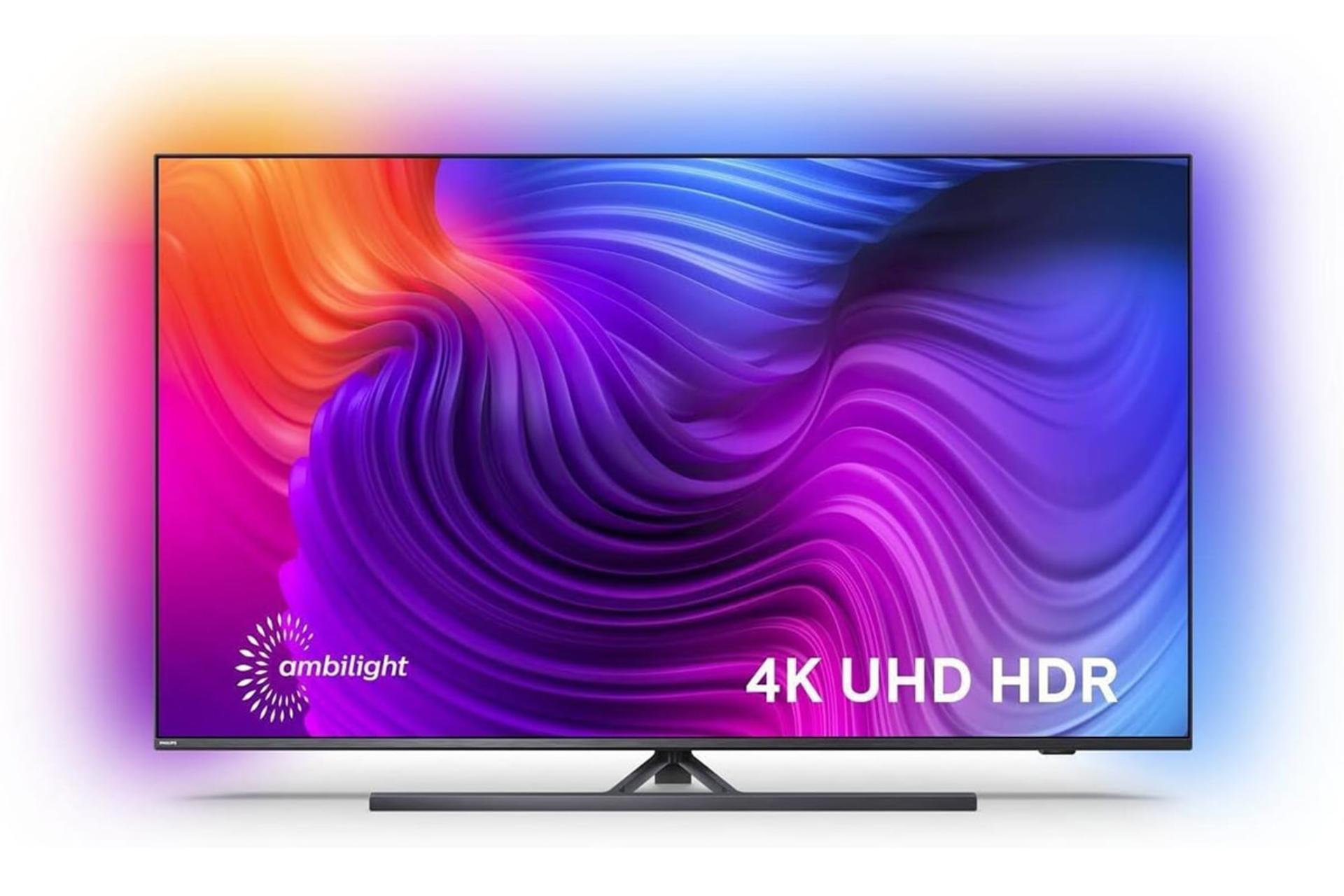 تلویزیون فیلیپس Philips PUS8556 نمای جلو حالت نورپردازی Ambilight