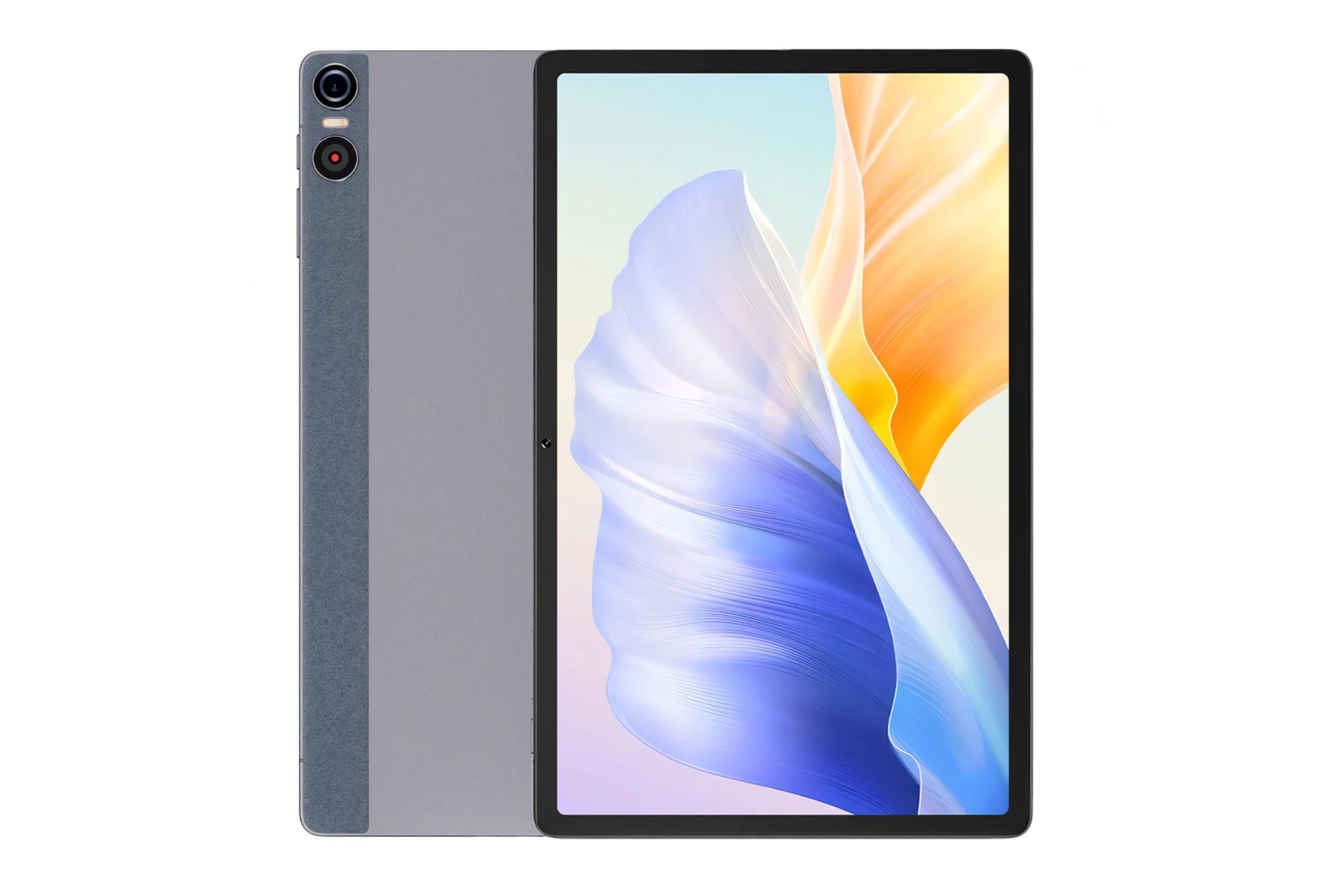 نمای کلی تبلت کوبوت تب 50 / CUBOT Tab 50 با نمایشگر روشن و نمایش دوربین پنل پشت رنگ خاکستری