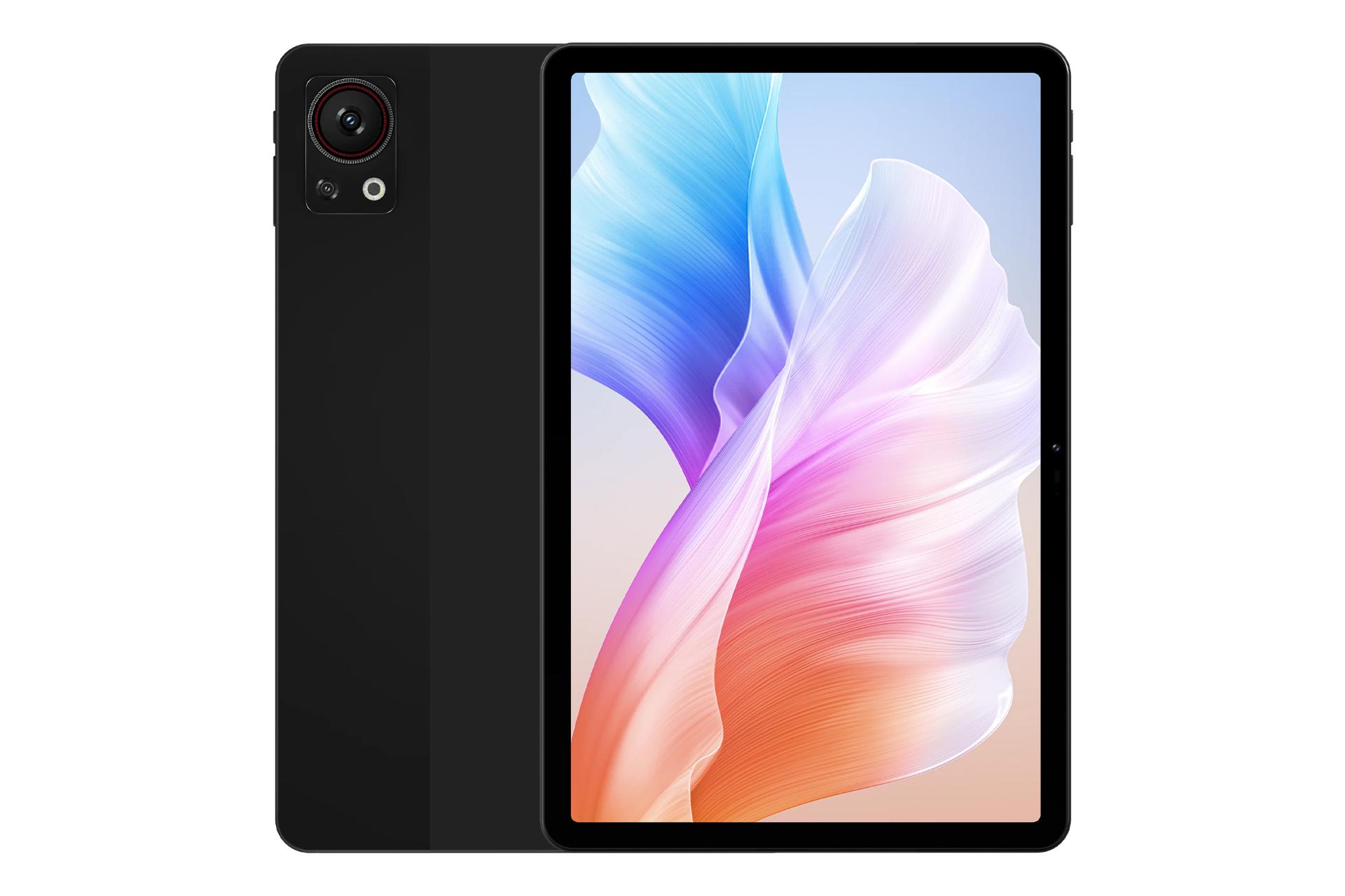 نمای کلی تبلت T30S دوجی / Doogee T30S با نمایشگر روشن و نمایش دوربین پنل پشت رنگ مشکی