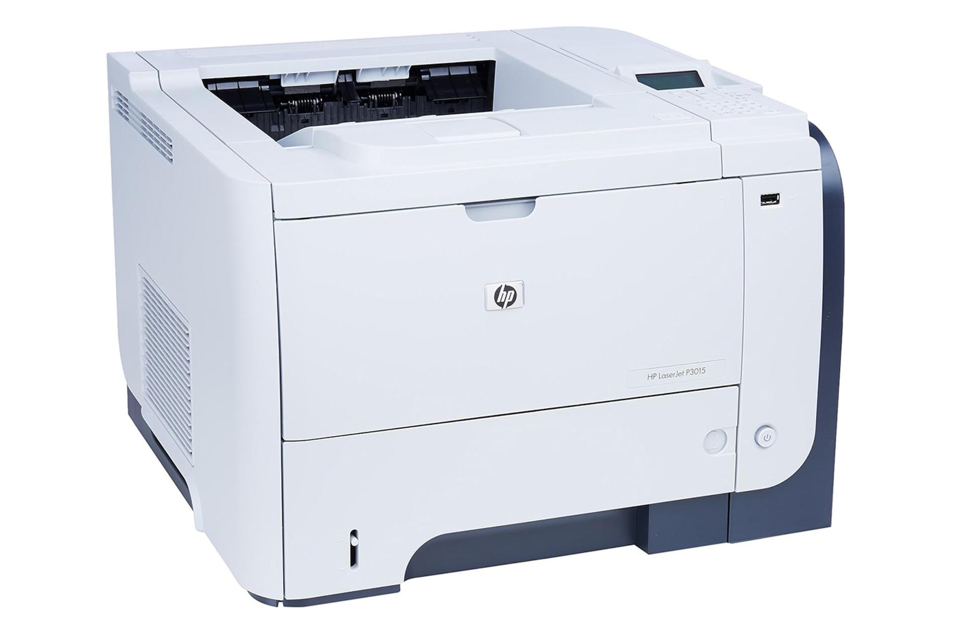 پرینتر اچ پی HP LaserJet Enterprise P3015dn نمای جلو و چپ