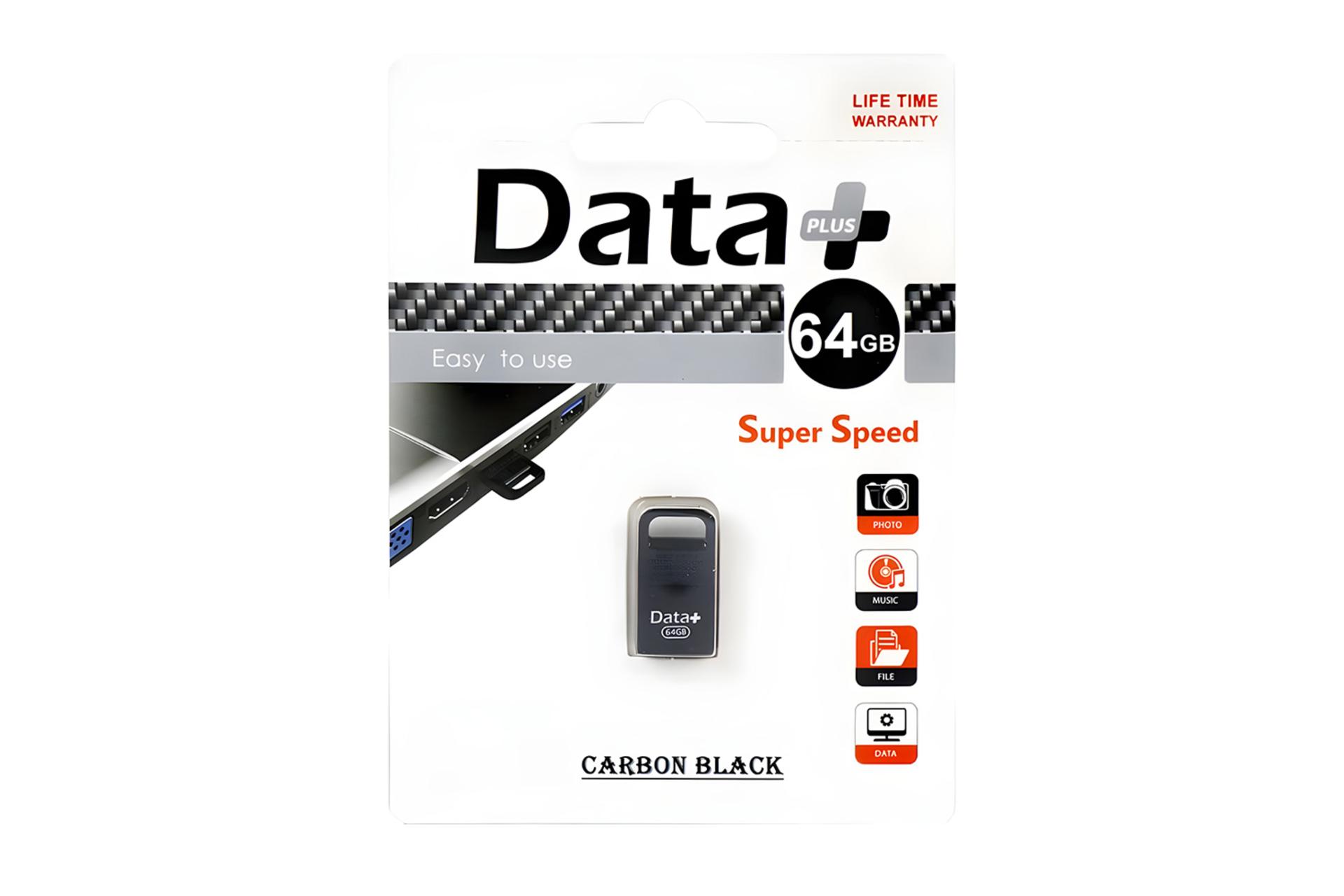جعبه فلش مموری دیتاپلاس Data+ CARBON BLACK 64GB USB 2.0