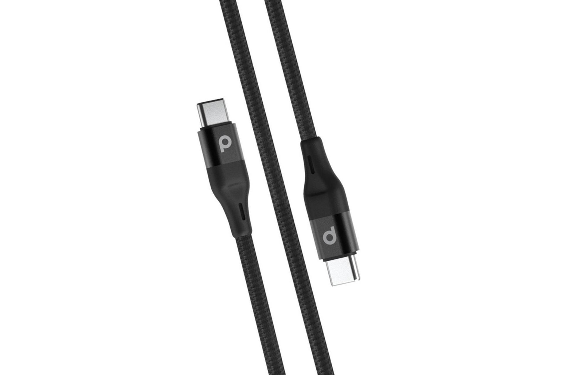 کانکتور و اتصال کابل شارژ USB پرودو Type-C به Type-C مدل Aluminum Braided با طول 2.2 متر