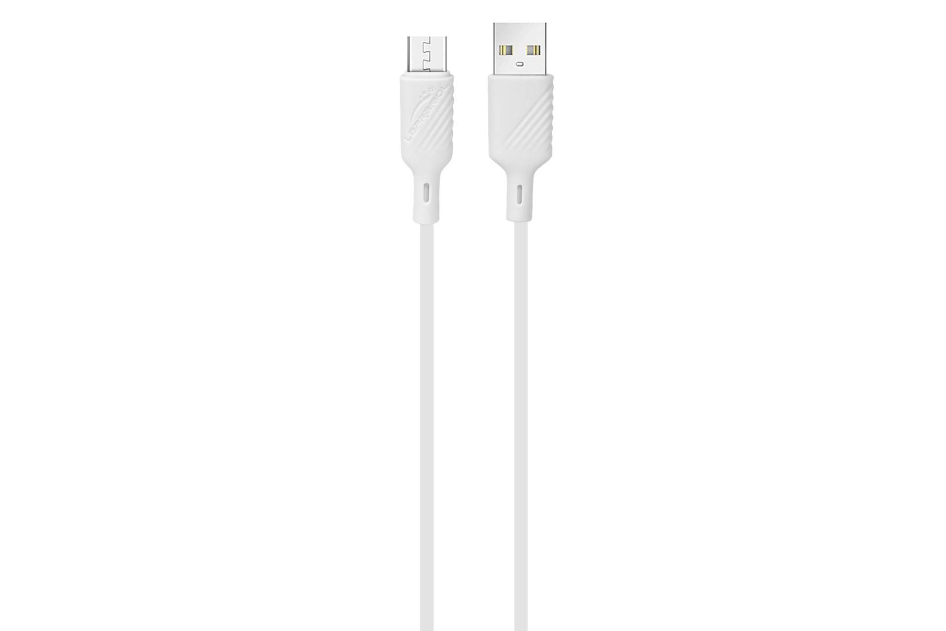 کابل شارژ USB لاپرامول Type-A به Micro-USB مدل LP-B22 با طول 1 متر رنگ سفید