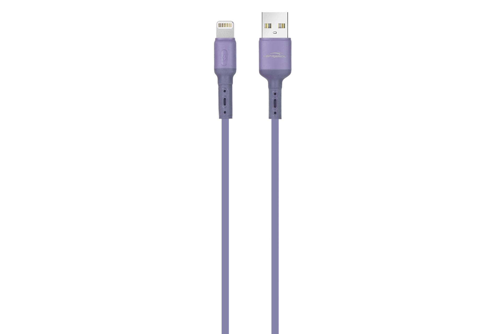 کابل شارژ USB لاپرامول Type-A به Lightning مدل LP-B52 با طول 1 متر رنگ بنفش