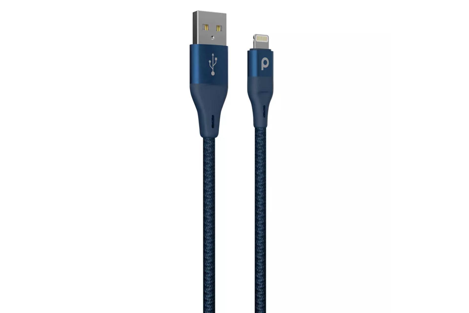 کابل شارژ USB پرودو Type-A به Lightning مدل Aluminum Braided با طول 1.2 متر رنگ آبی