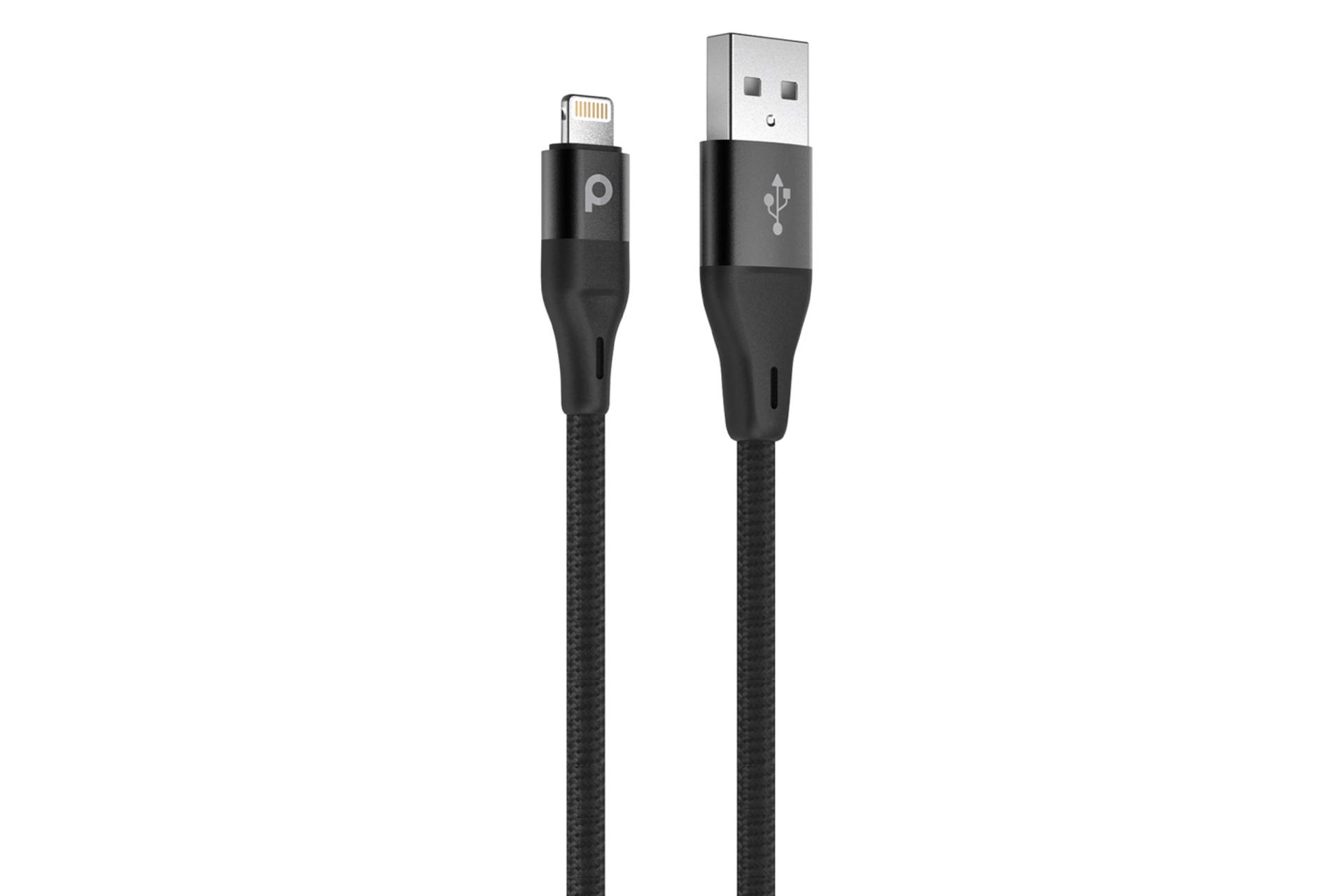 کابل شارژ USB پرودو Type-A به Lightning مدل Aluminum Braided با طول 1.2 متر رنگ مشکی