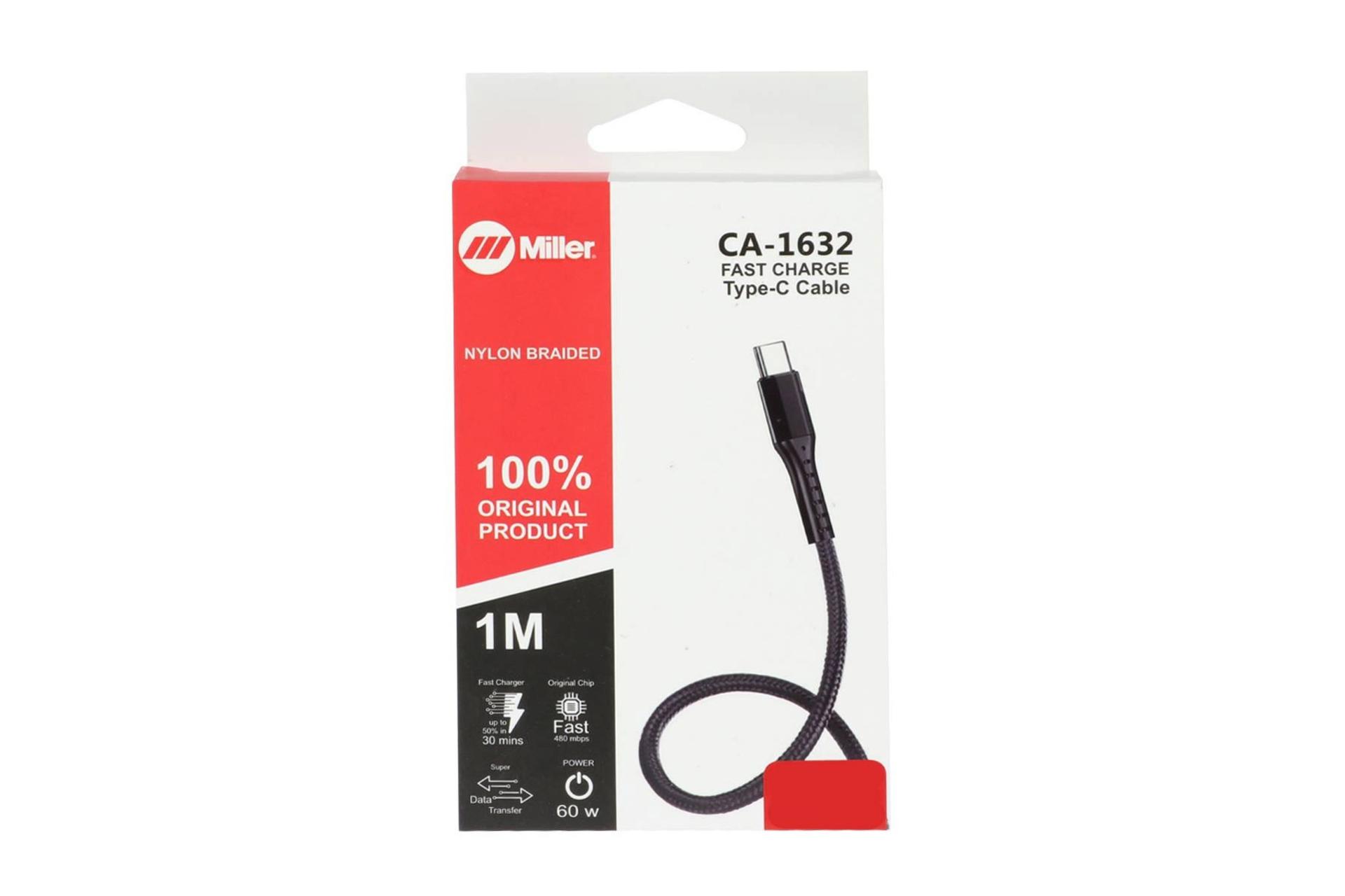 جعبه کابل شارژ USB میلر Type-A به Type-C مدل CA-1632 با طول 1 متر