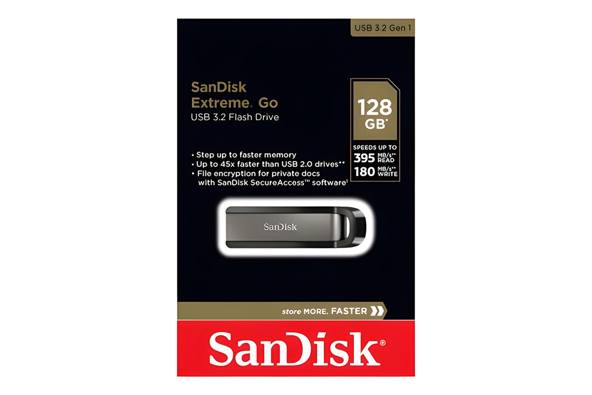 جعبه فلش مموری سن دیسک SanDisk Extreme Go CZ810 128GB USB 3.2