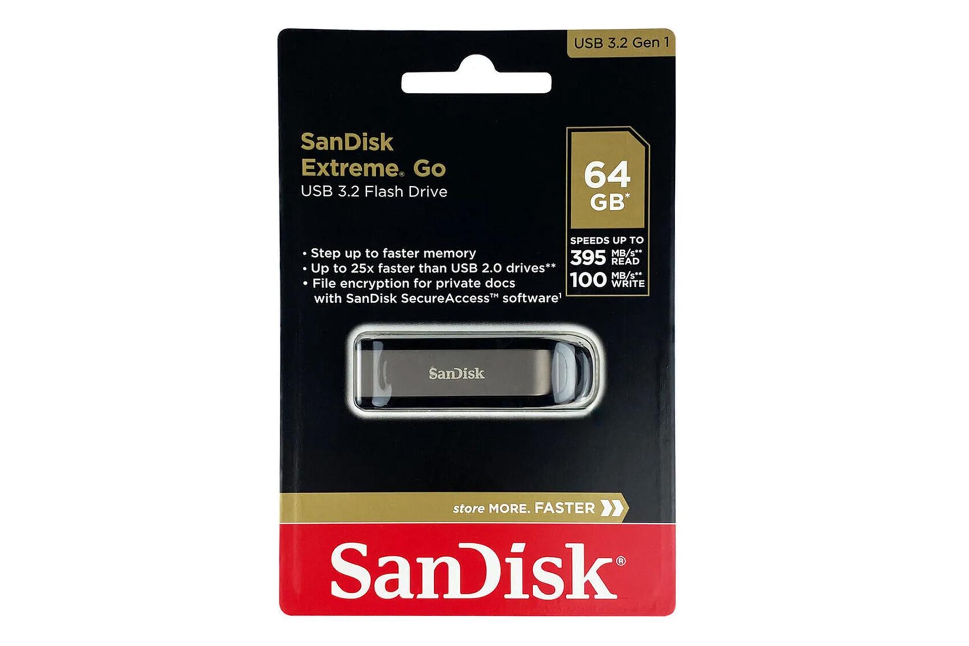 جعبه فلش مموری سن دیسک SanDisk Extreme Go CZ810 64GB USB 3.2