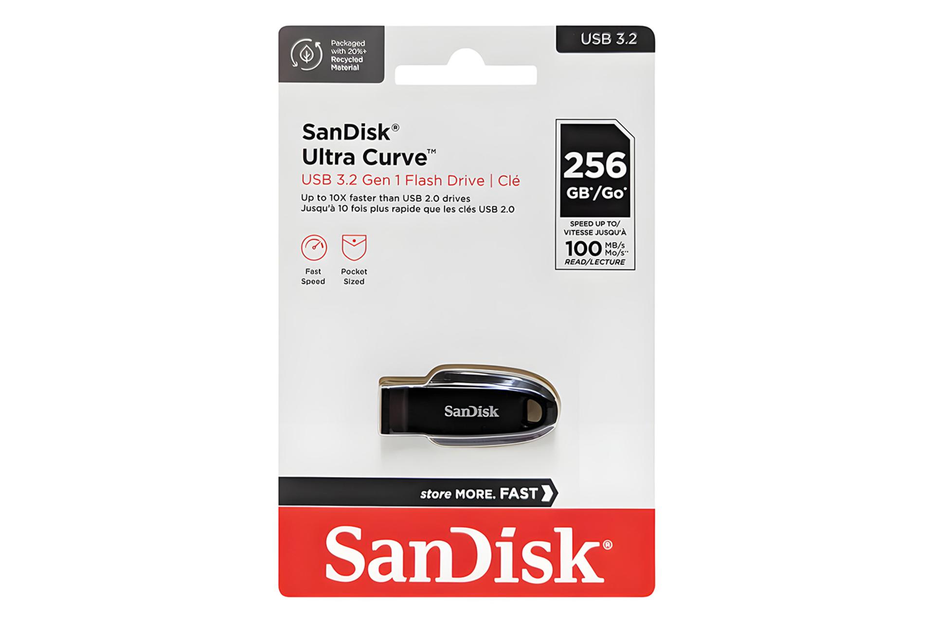 جعبه فلش مموری سن دیسک SanDisk Ultra Curve CZ550 256GB USB 3.2