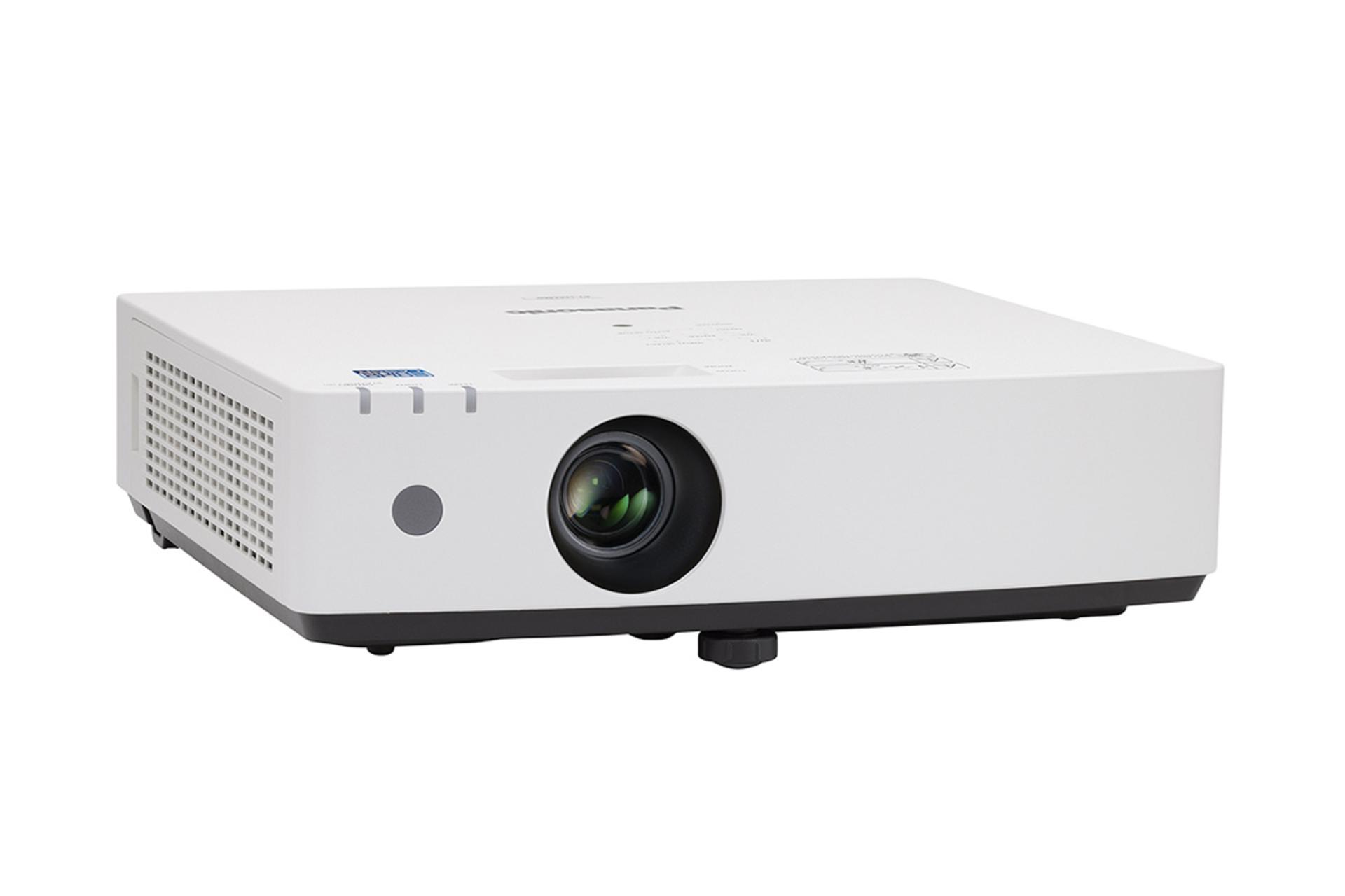 ویدیو پروژکتور پاناسونیک Panasonic PT-LMX420 نمای جلو و چپ رنگ سفید