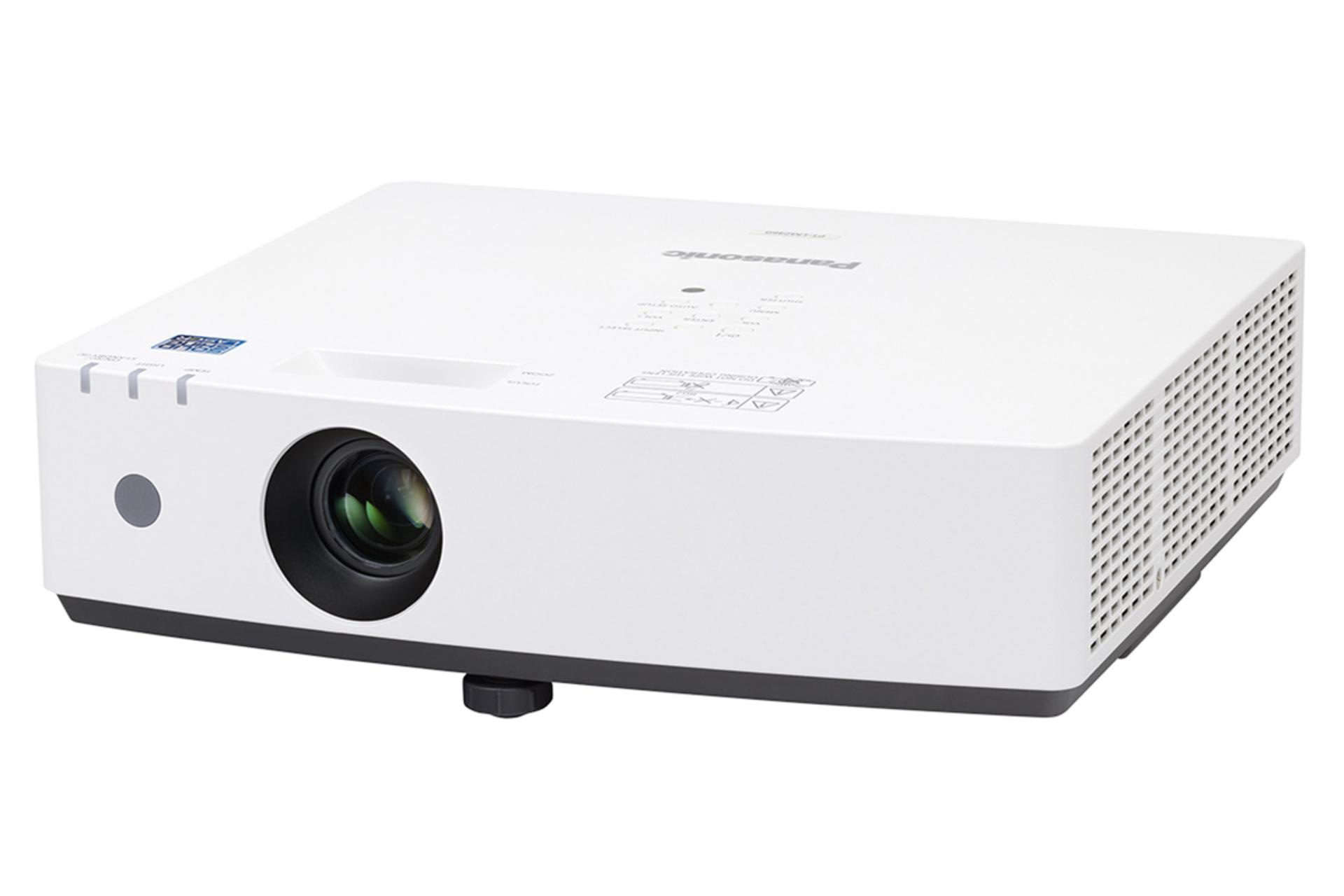 ویدیو پروژکتور پاناسونیک Panasonic PT-LMX420 نمای جلو و راست رنگ سفید