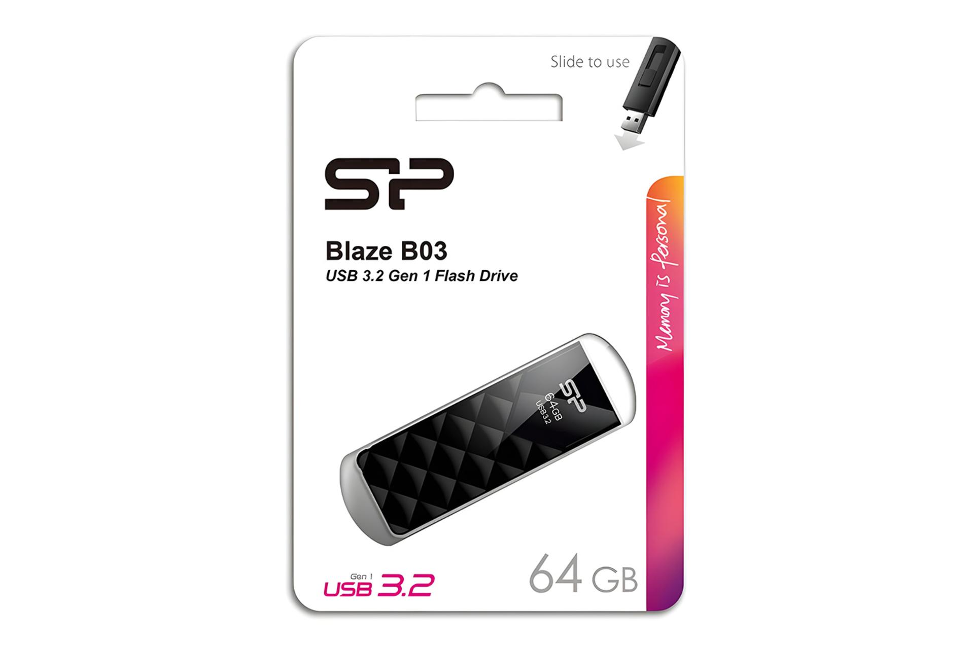 جعبه فلش مموری سیلیکون پاور Silicon Power Blaze B03 64GB USB 3.2