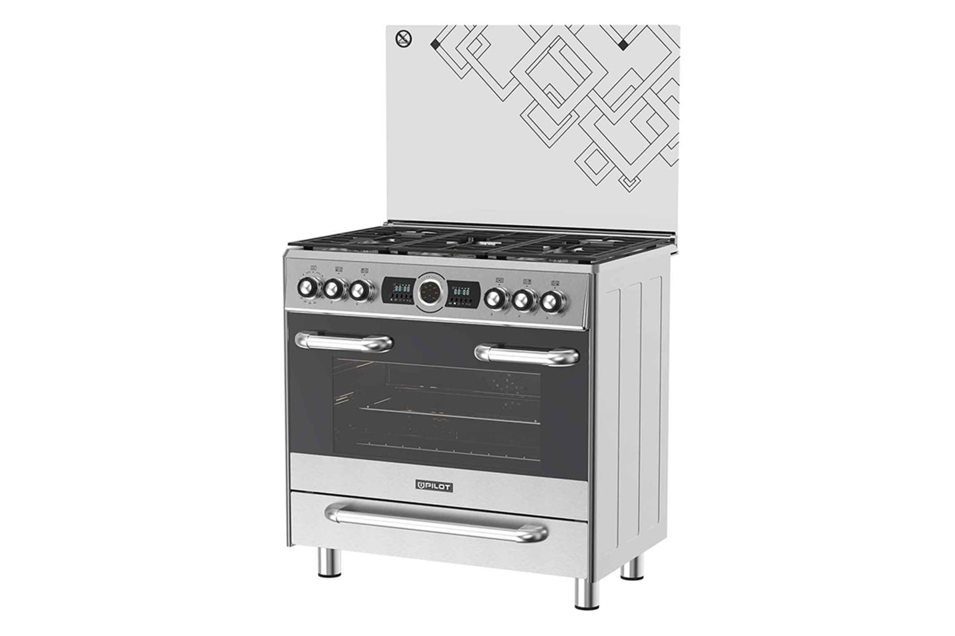 نمای سمت راست اجاق گاز پیلوت PT5 رنگ استیل