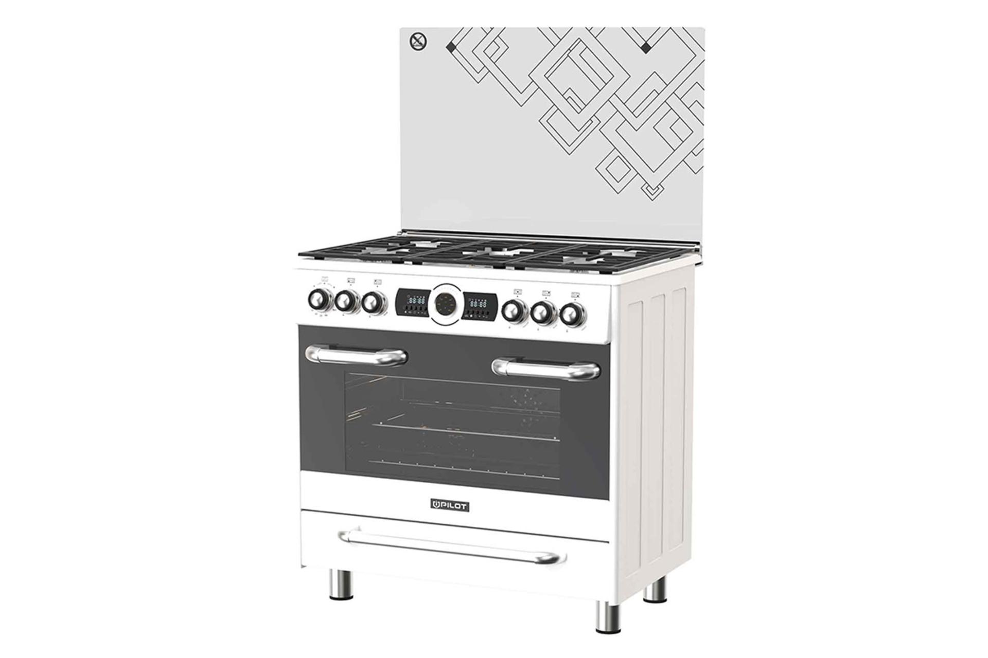 نمای سمت راست اجاق گاز پیلوت PT1 رنگ سفید