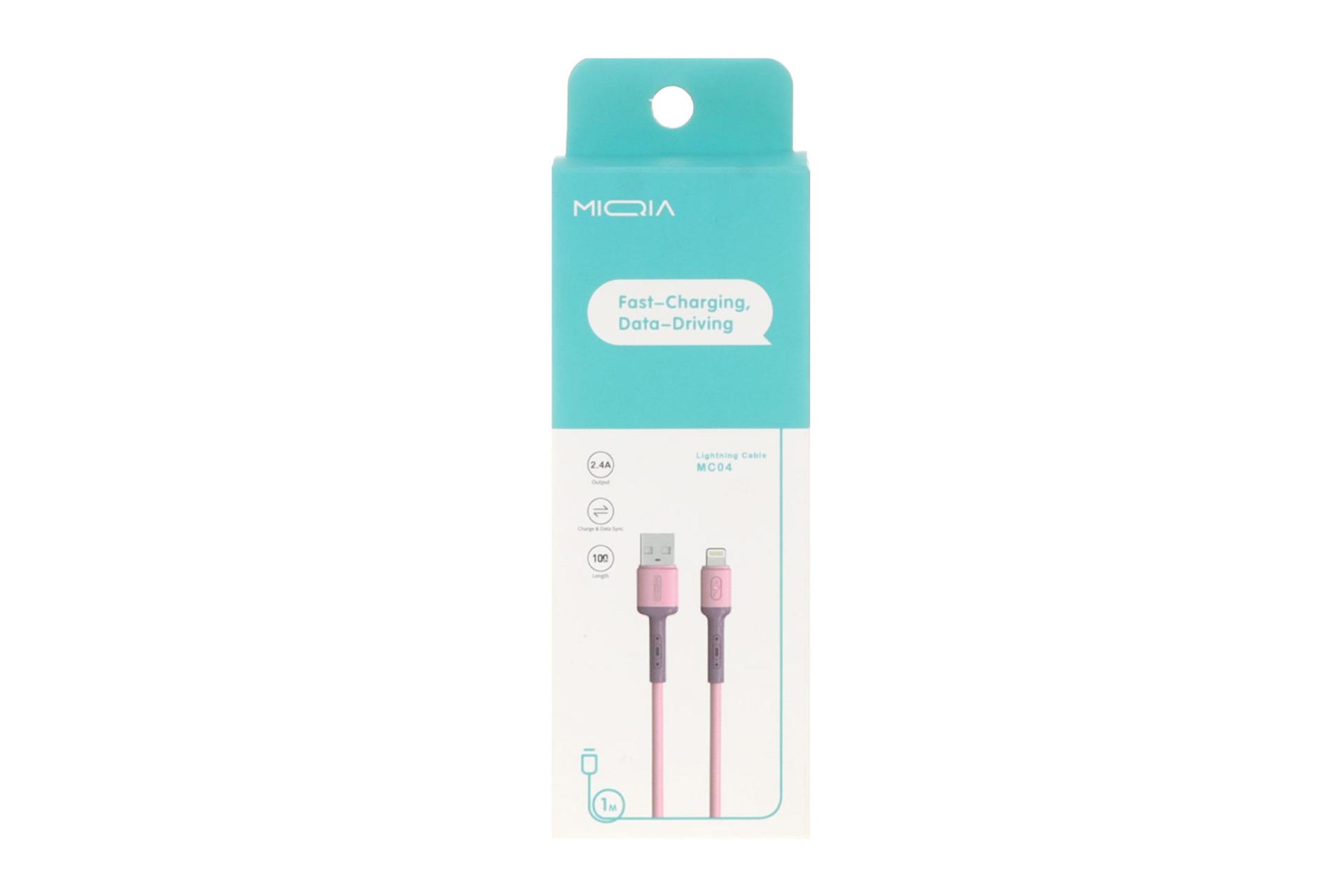 جعبه کابل شارژ USB میکیا Type-A به Lightning مدل MC04 با طول 1 متر