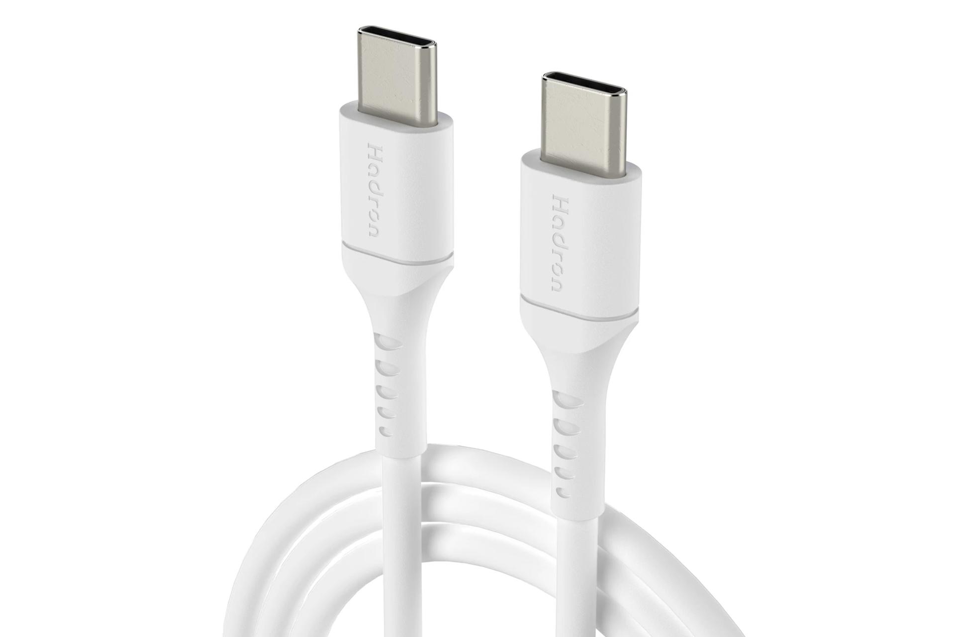 کابل شارژ USB هادرون Type-C به Type-C مدل HTC-C-C01 با طول 1 متر رنگ سفید