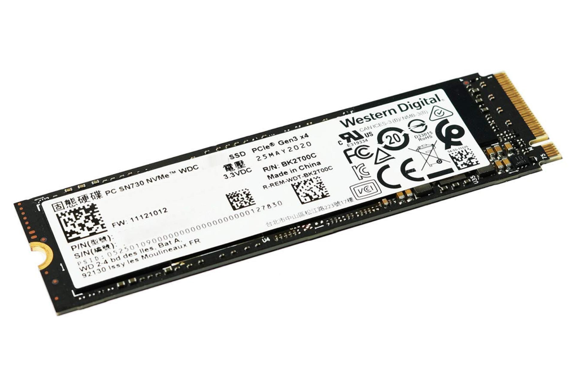 مرجع متخصصين ايران ابعاد و اندازه اس اس دي وسترن ديجيتال PC SN730 M.2 2280 ظرفيت 256 گيگابايت