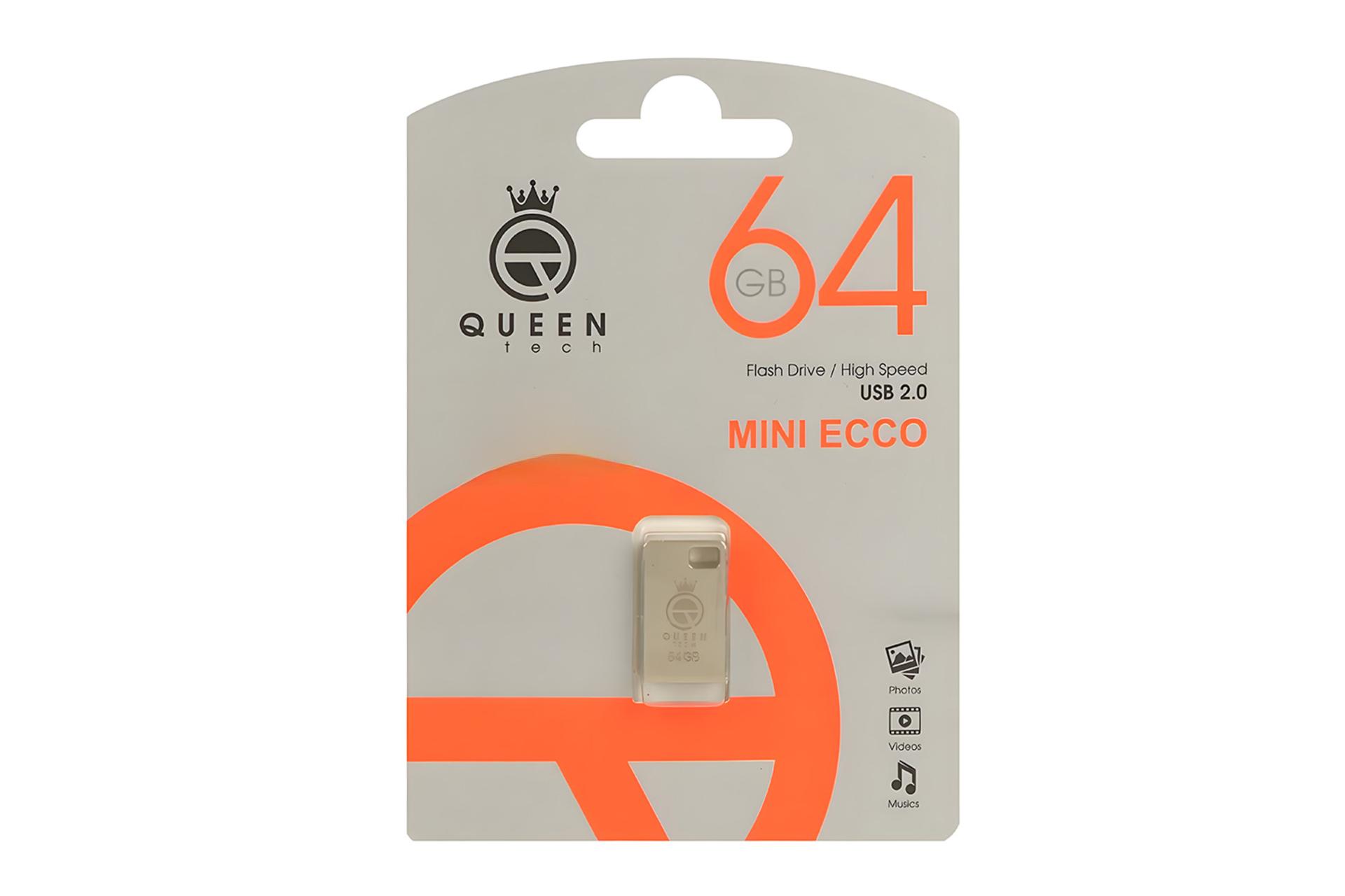 جعبه فلش مموری کوئین تک Queen Tech MINI ECCO 64GB USB 2.0
