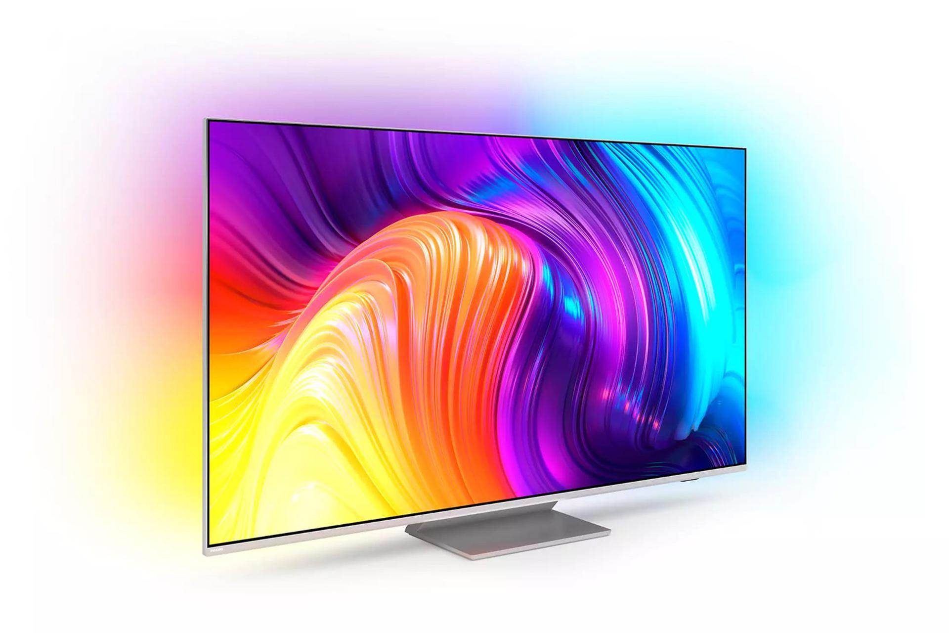 تلویزیون فیلیپس Philips PUS8887 سری 8800  نمای چپ با نورپردازی Ambilight