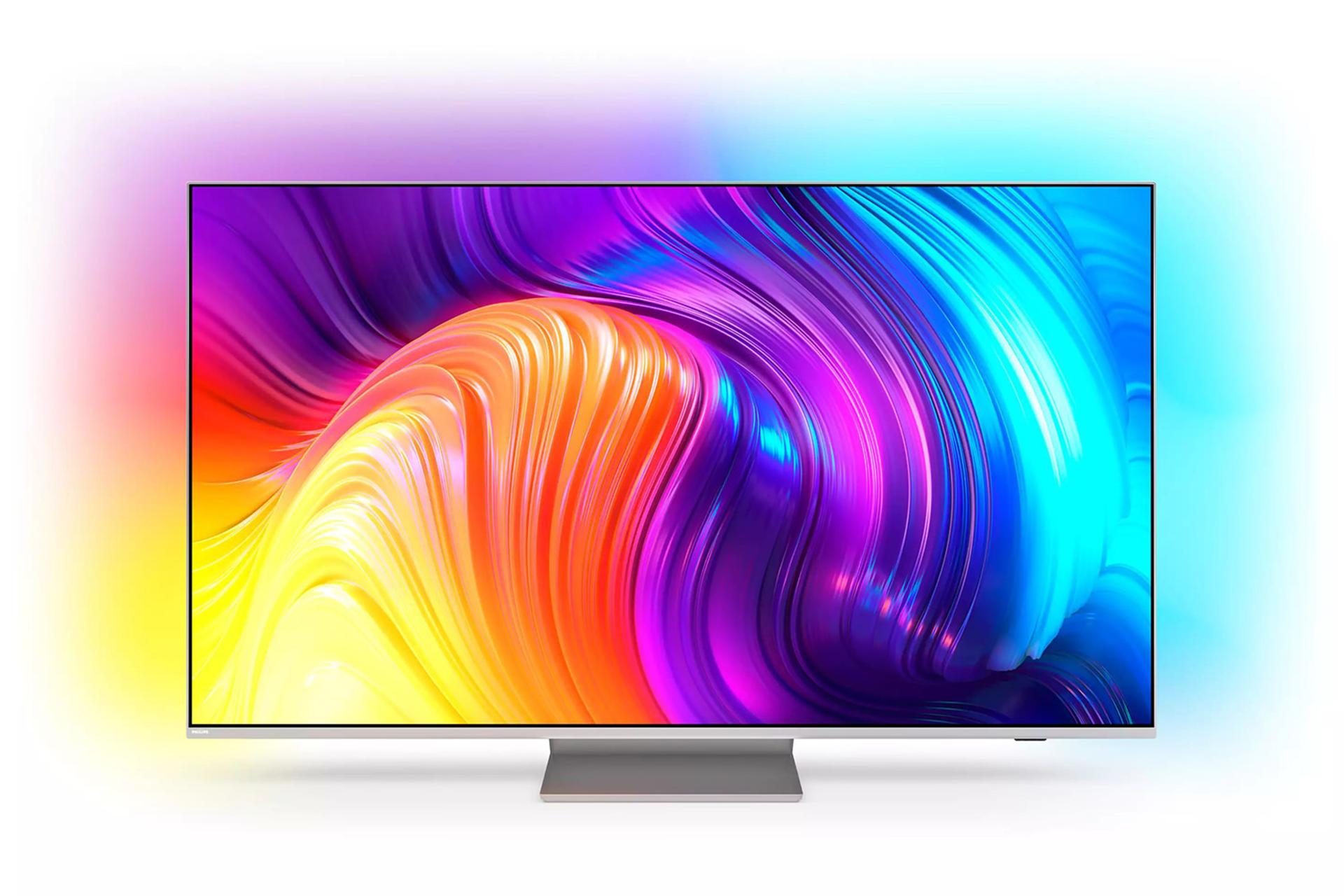 تلویزیون فیلیپس Philips PUS8887 سری 8800  نمای جلو با نورپردازی Ambilight