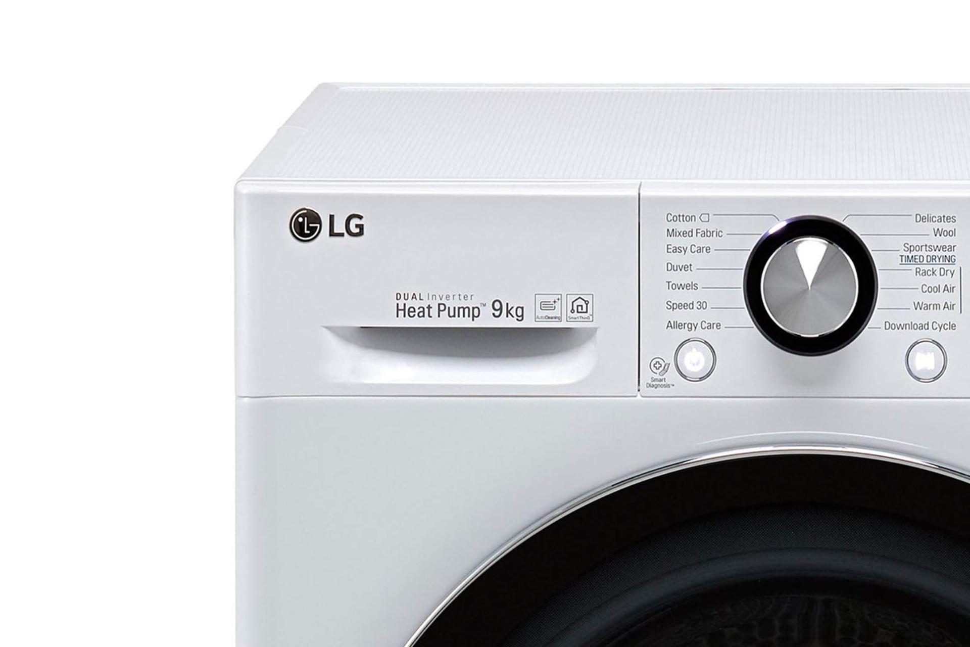 خشک کن ال جی LG FDV909 نمای نزدیک دکمه های جلو