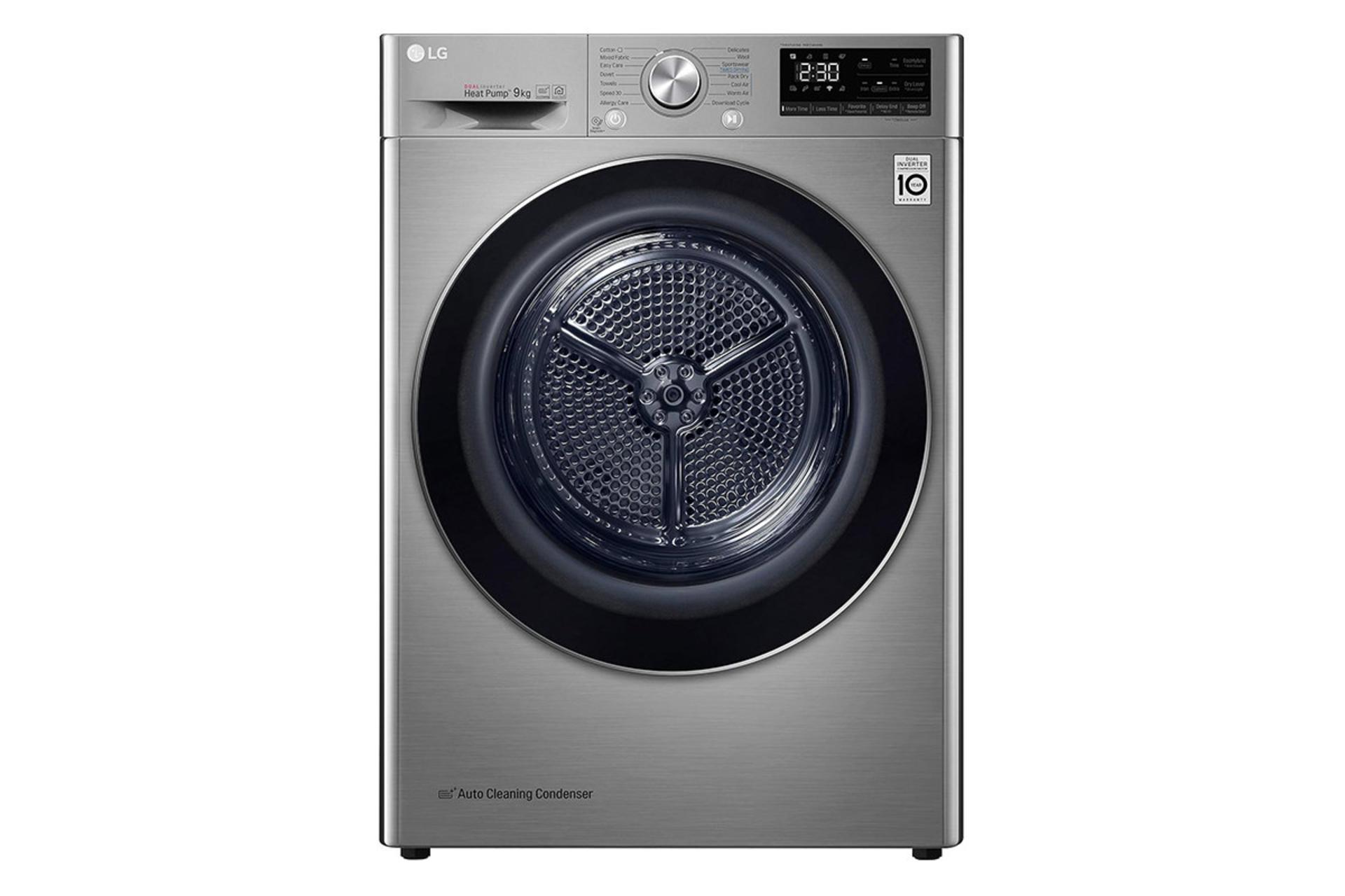 خشک کن ال جی LG FDV909 نمای جلو رنگ نقره ای