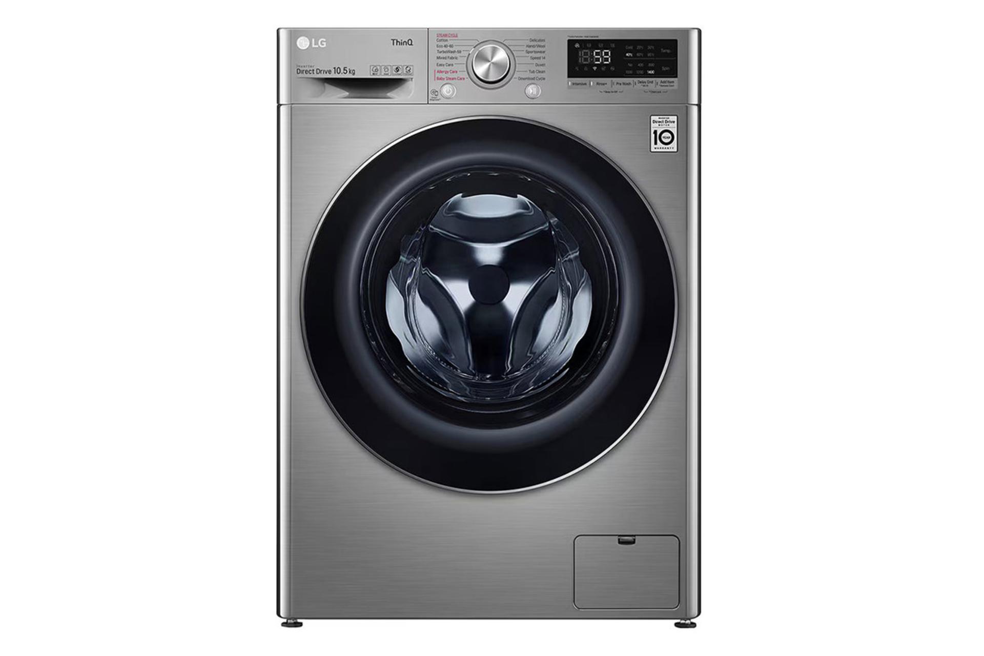 ماشین لباسشویی سامسونگ LG F4V710 نمای جلو رنگ نقره ای