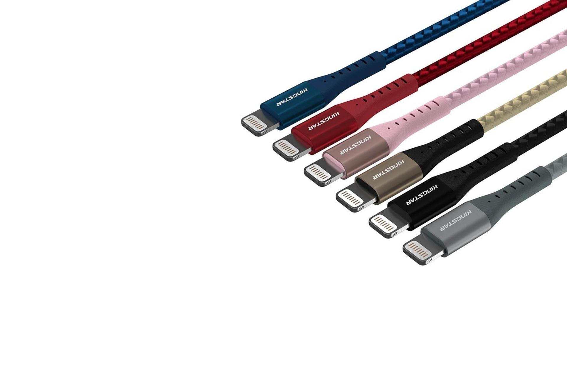رنگ بندی کابل شارژ USB کینگ استار Type-A به Lightning مدل K125i با طول 1.1 متر