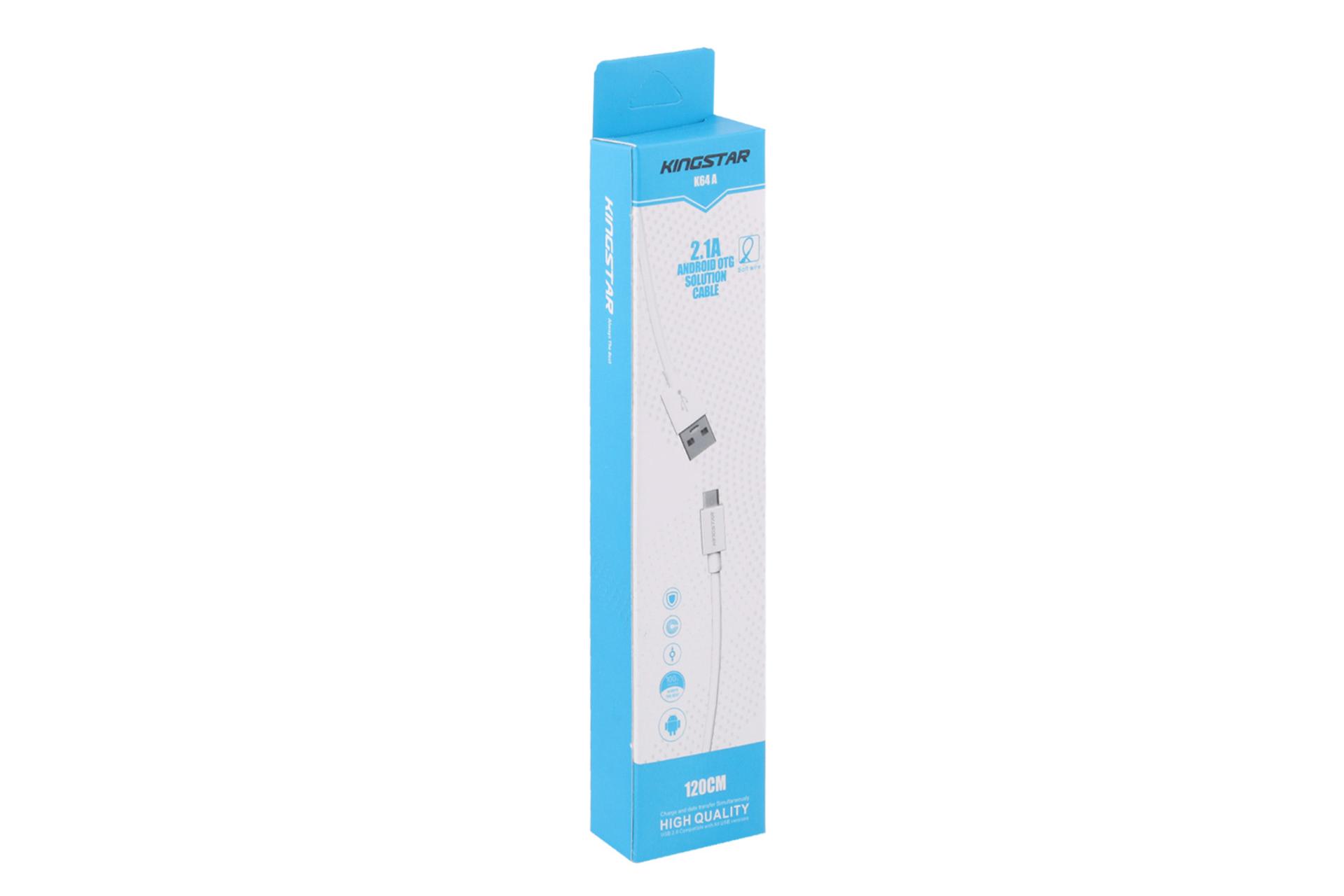 جعبه کابل شارژ USB کینگ استار Type-A به Micro-USB مدل K64A با طول 1.1 متر