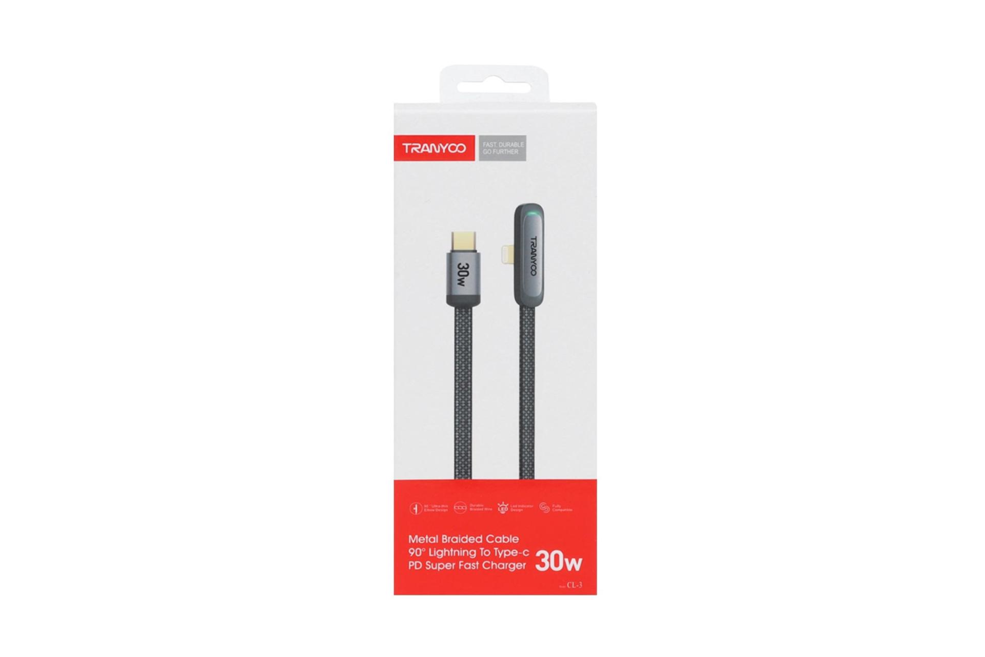 جعبه کابل شارژ USB ترانیو Type-C به Lightning مدل CL-3 با طول 1.2 متر